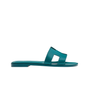 (W) Hermes Oran Sandal Calfskin & Bleu Emeraude