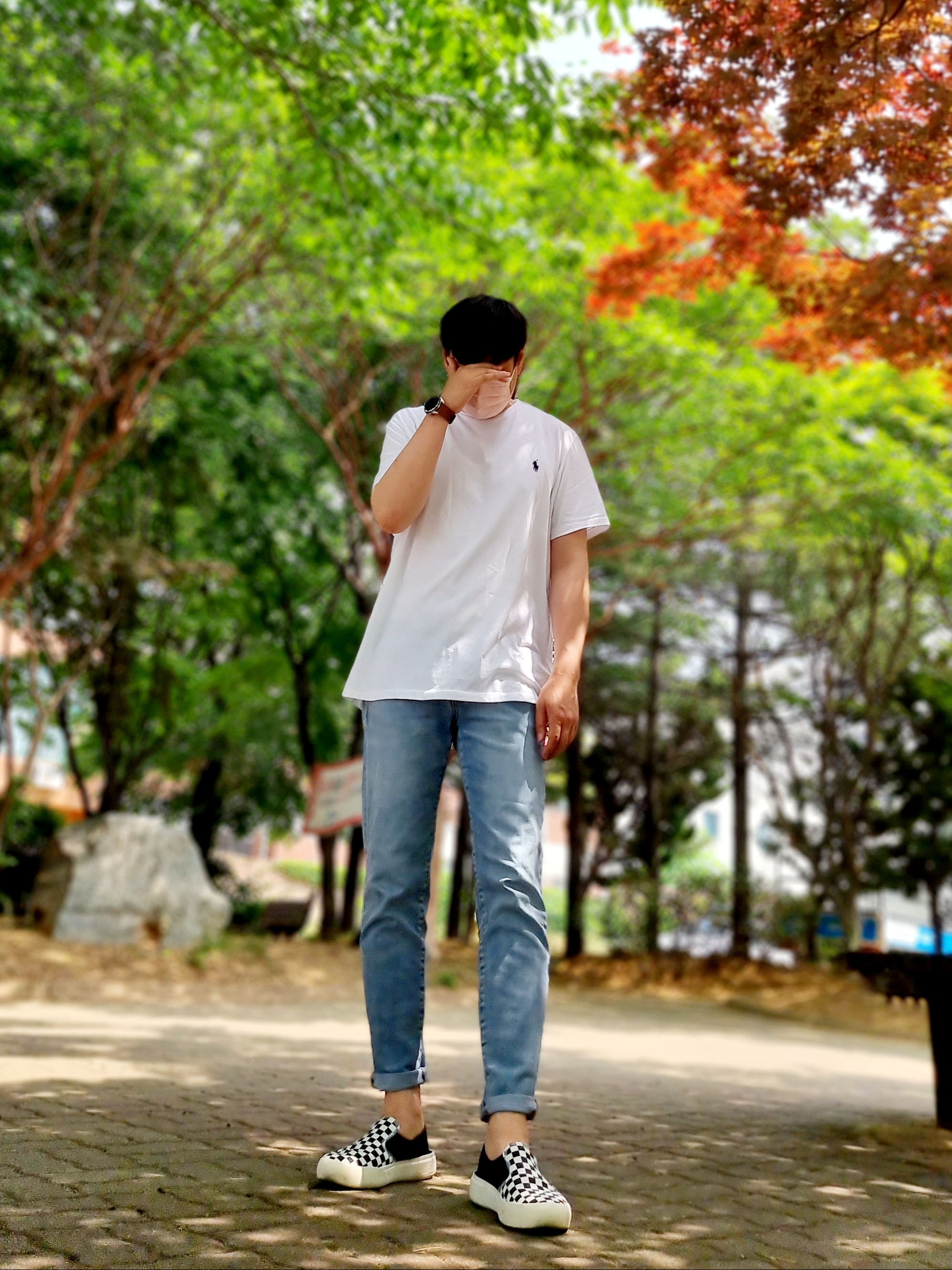 Vans Checkerboard Comfycush One Black 착용 스타일
