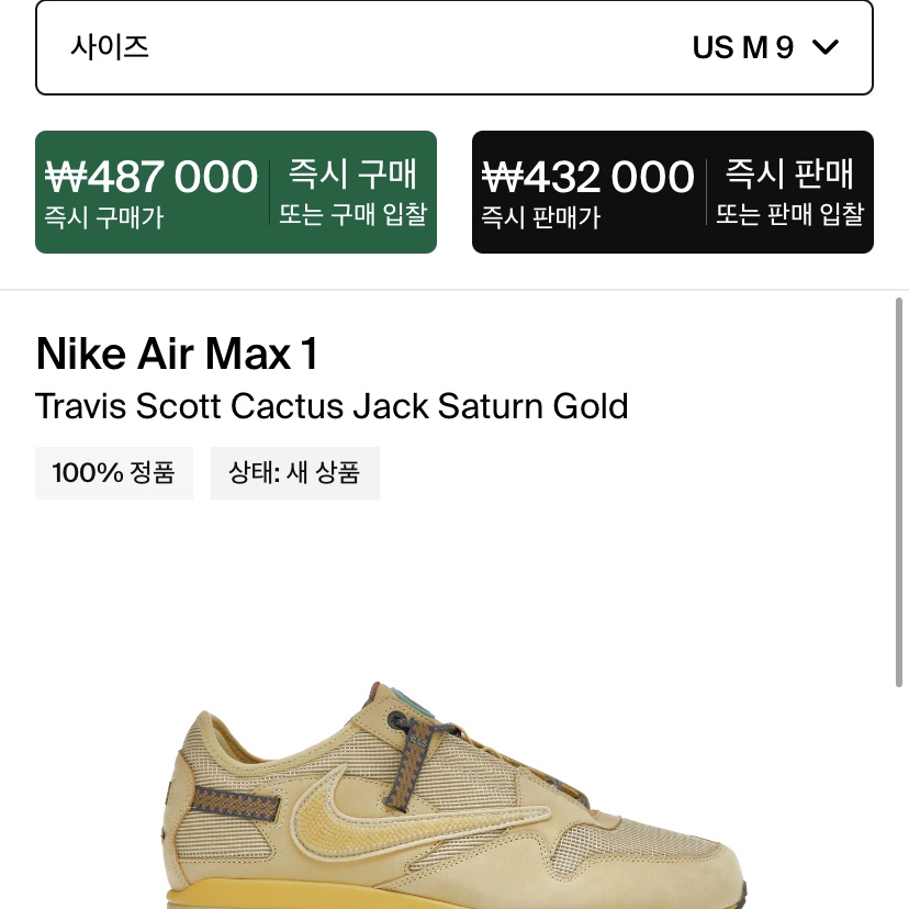 Nike x Travis Scott Air Max 1 Cact.us Gold 착용 스타일