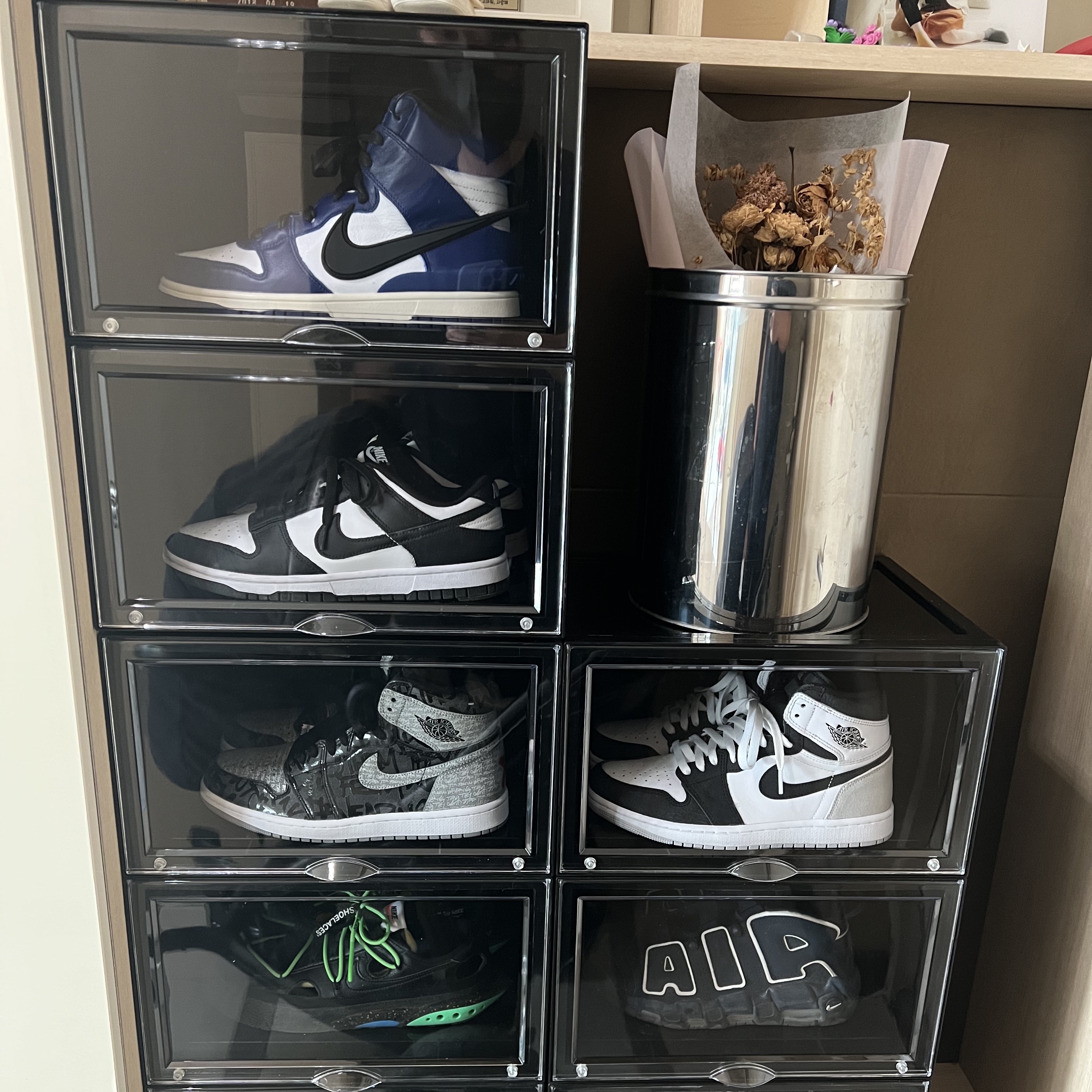 Nike x Ambush Dunk High Deep Royal Blue, Nike Dunk Low Retro Black 착용 스타일
