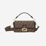 Fendi Baguette FF Motif Fabric Bag Brown