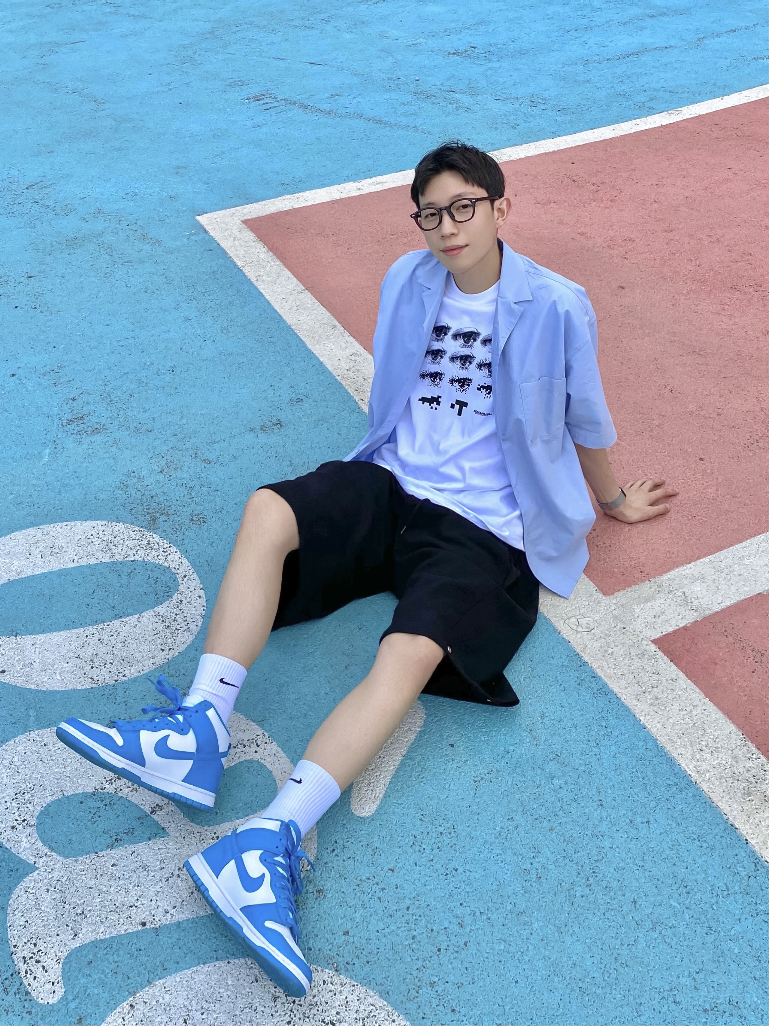 Nike Dunk High Retro Championship Blue 착용 스타일 - 1
