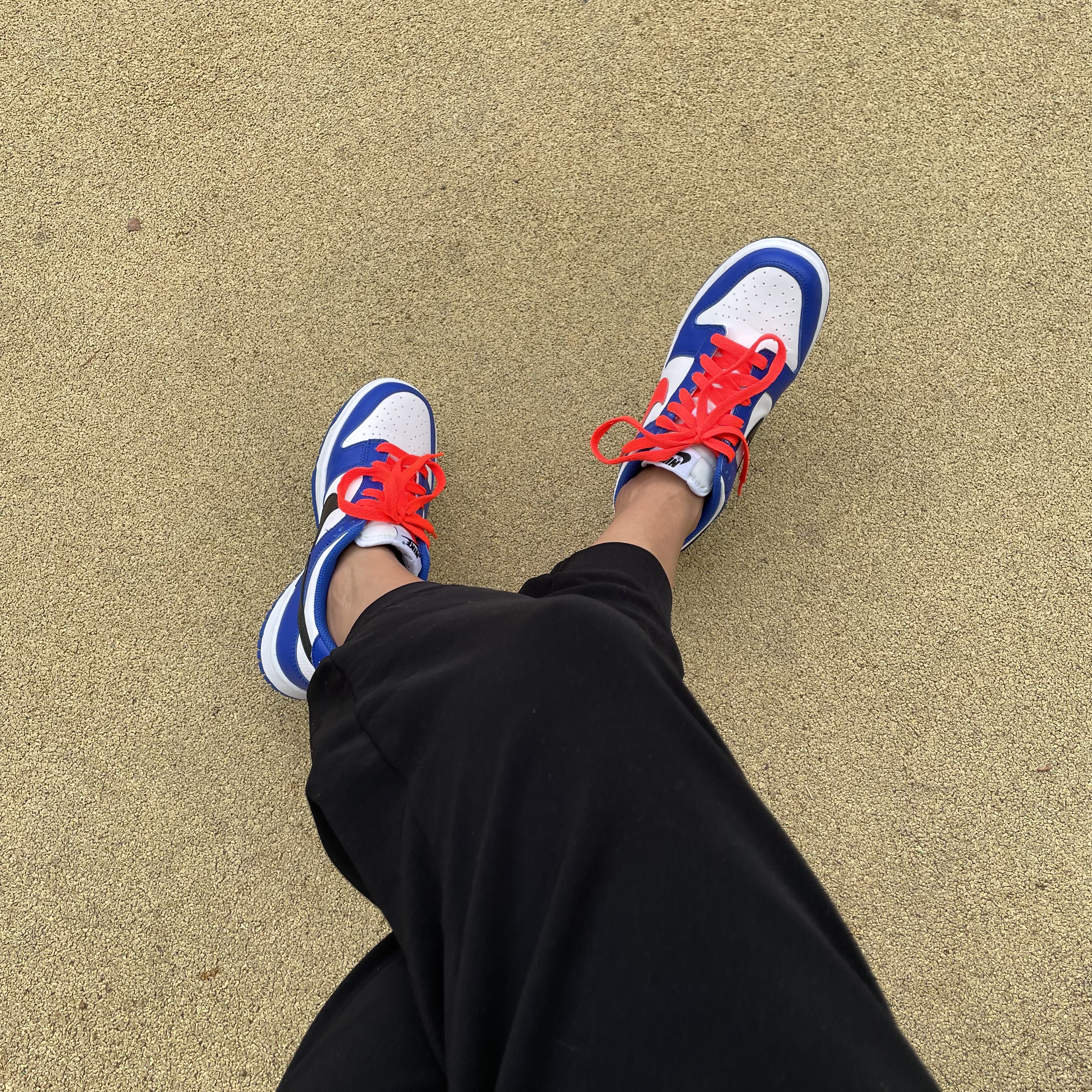(GS) Nike Dunk Low Bright Crimson Game Royal 착용 스타일