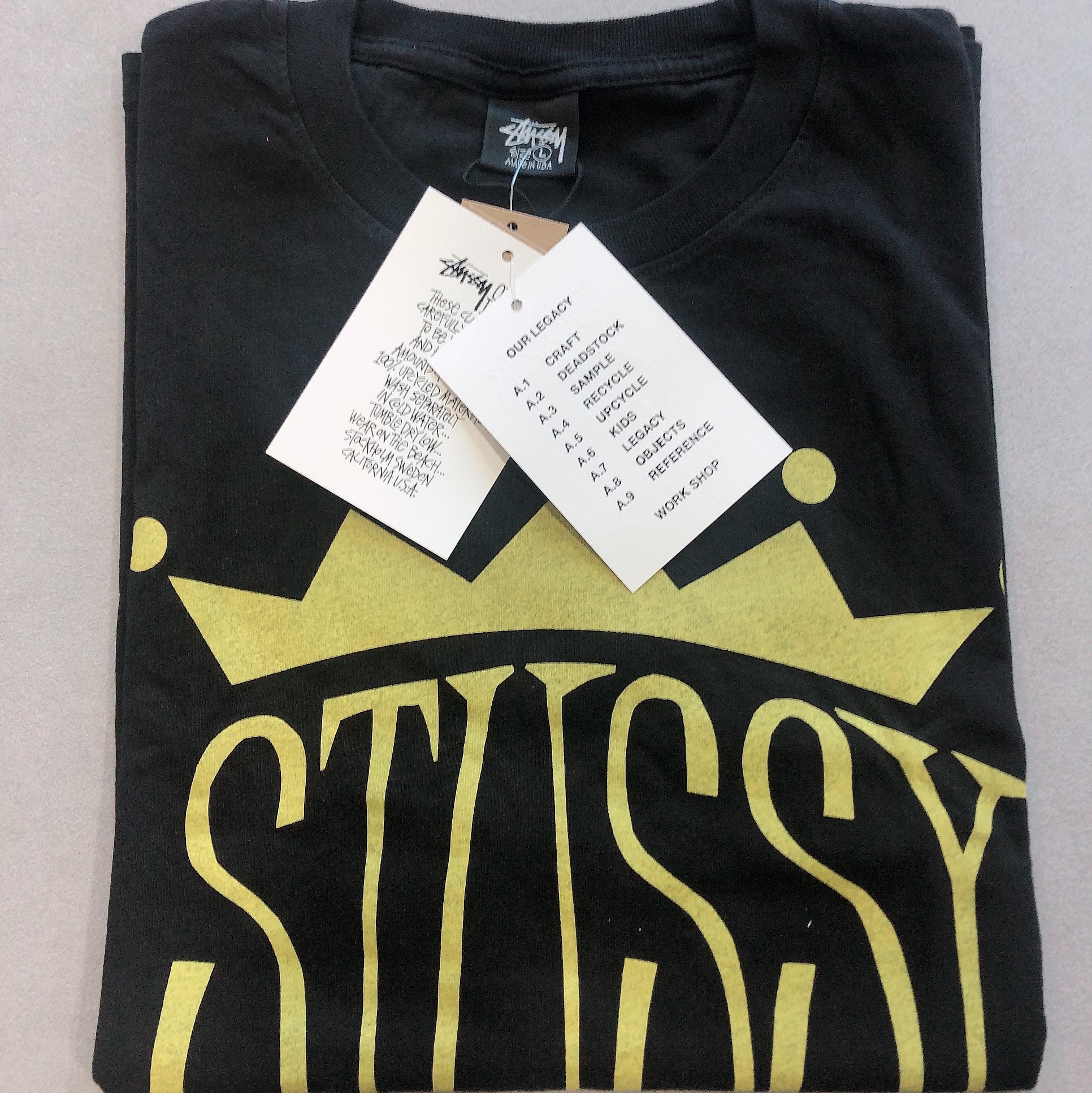 Stussy x Our Legacy King Size Pigment Dyed T-Shirt Black 착용 스타일