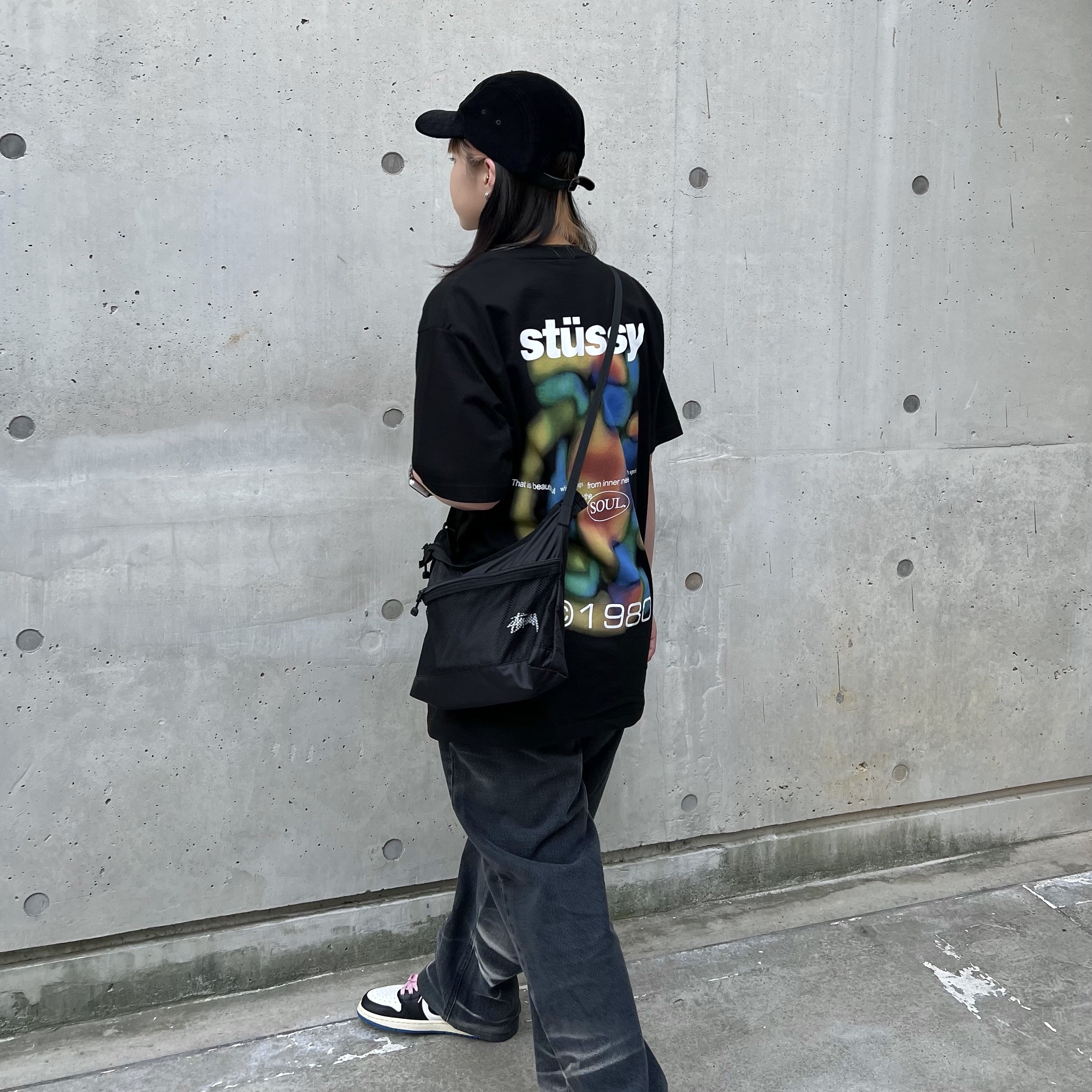 Jordan 1 x Travis Scott x Fragment Retro Low OG SP Military Blue, Supreme Corduroy Camp Cap Black - 22SS 착용 스타일 - 2