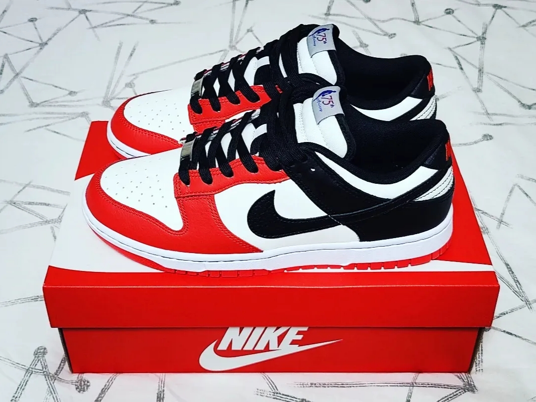 Nike x NBA Dunk Low Retro EMB Black and Chile Red 착용 스타일 - 2
