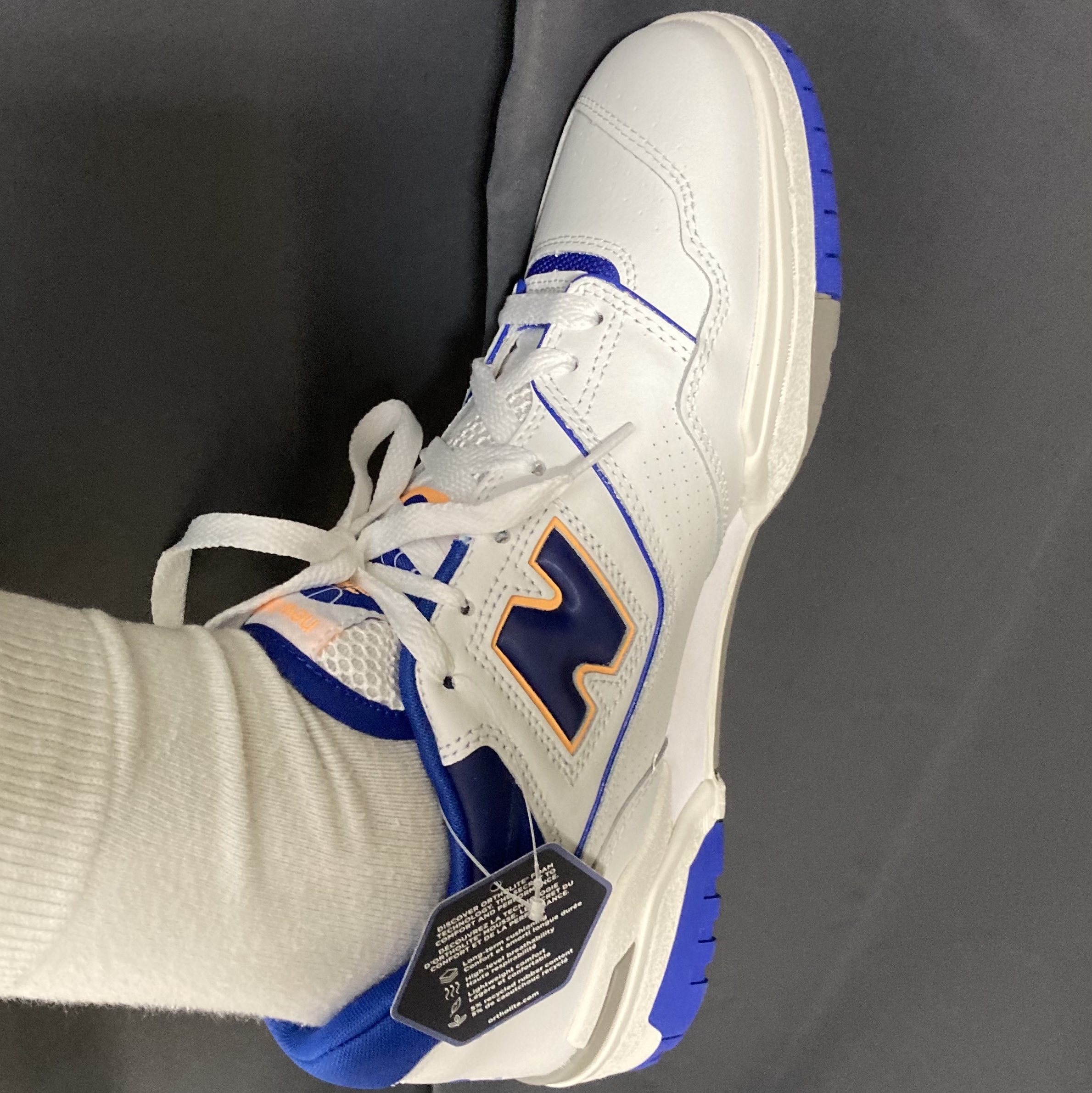 New Balance 550 White Infinity Blue - 2E Wide 착용 스타일 - 2