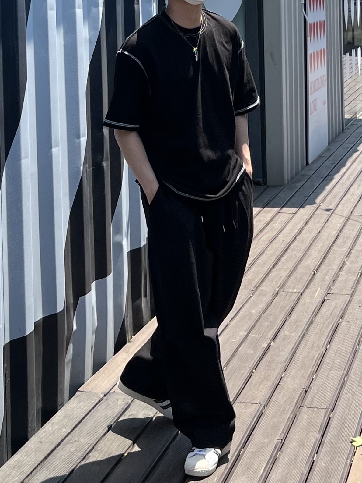 Adidas x Human Made Superstar White Black, Adidas Superstar 82 Black White 착용 스타일 - 2