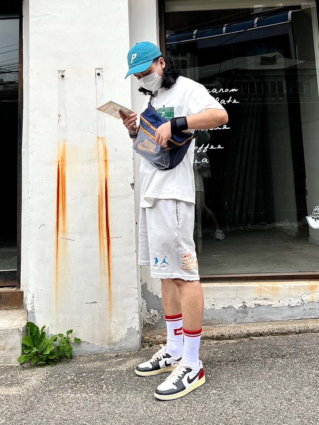Palace Pigment P 6-Panel Green - 22SS, Jordan x Union Fleece Shorts Photon Dust - Asia 착용 스타일