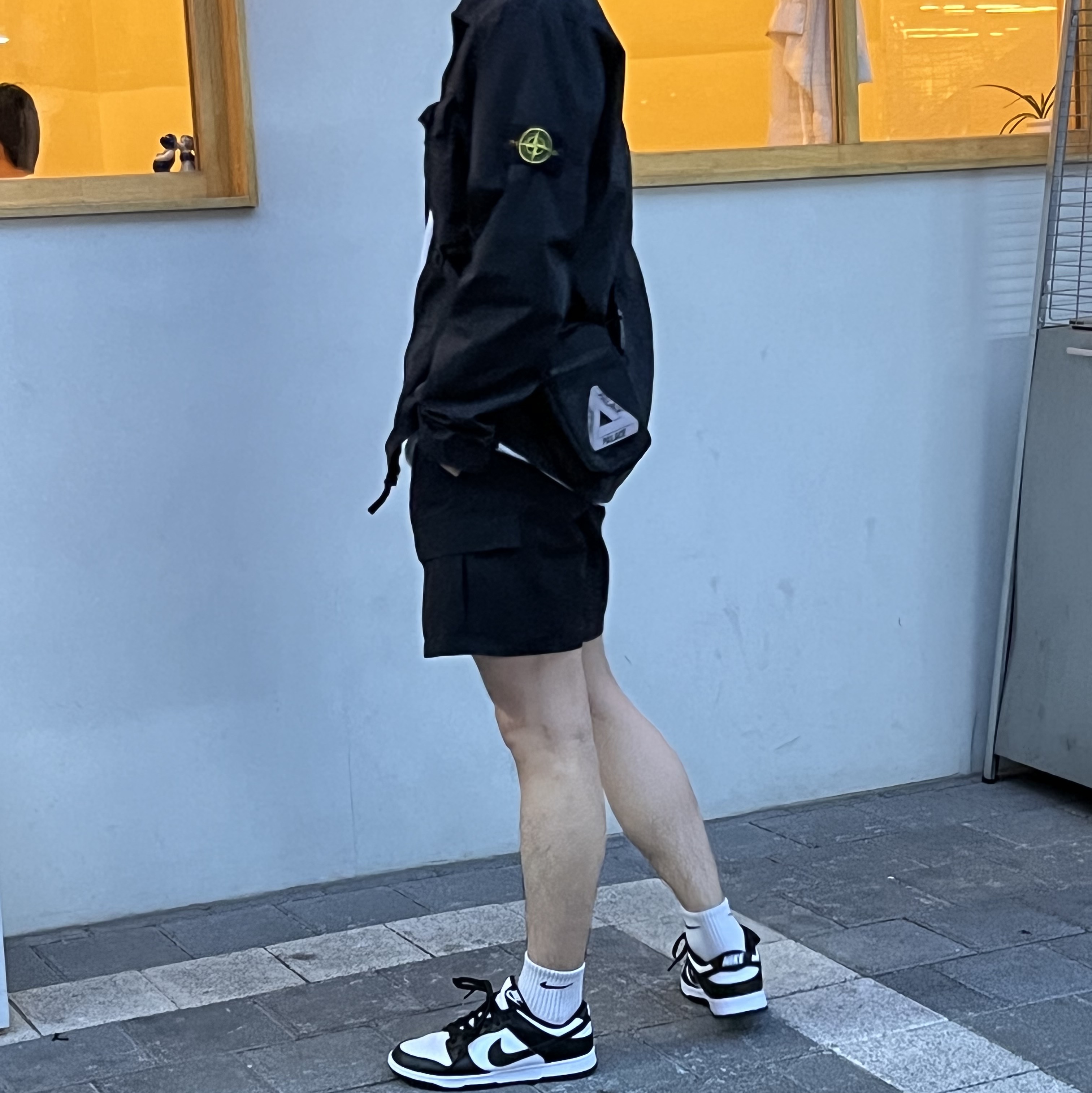 Stone Island 114WN T.CO+OLD Overshirt Black - 22SS, Nike Dunk Low Retro Black 착용 스타일 - 2