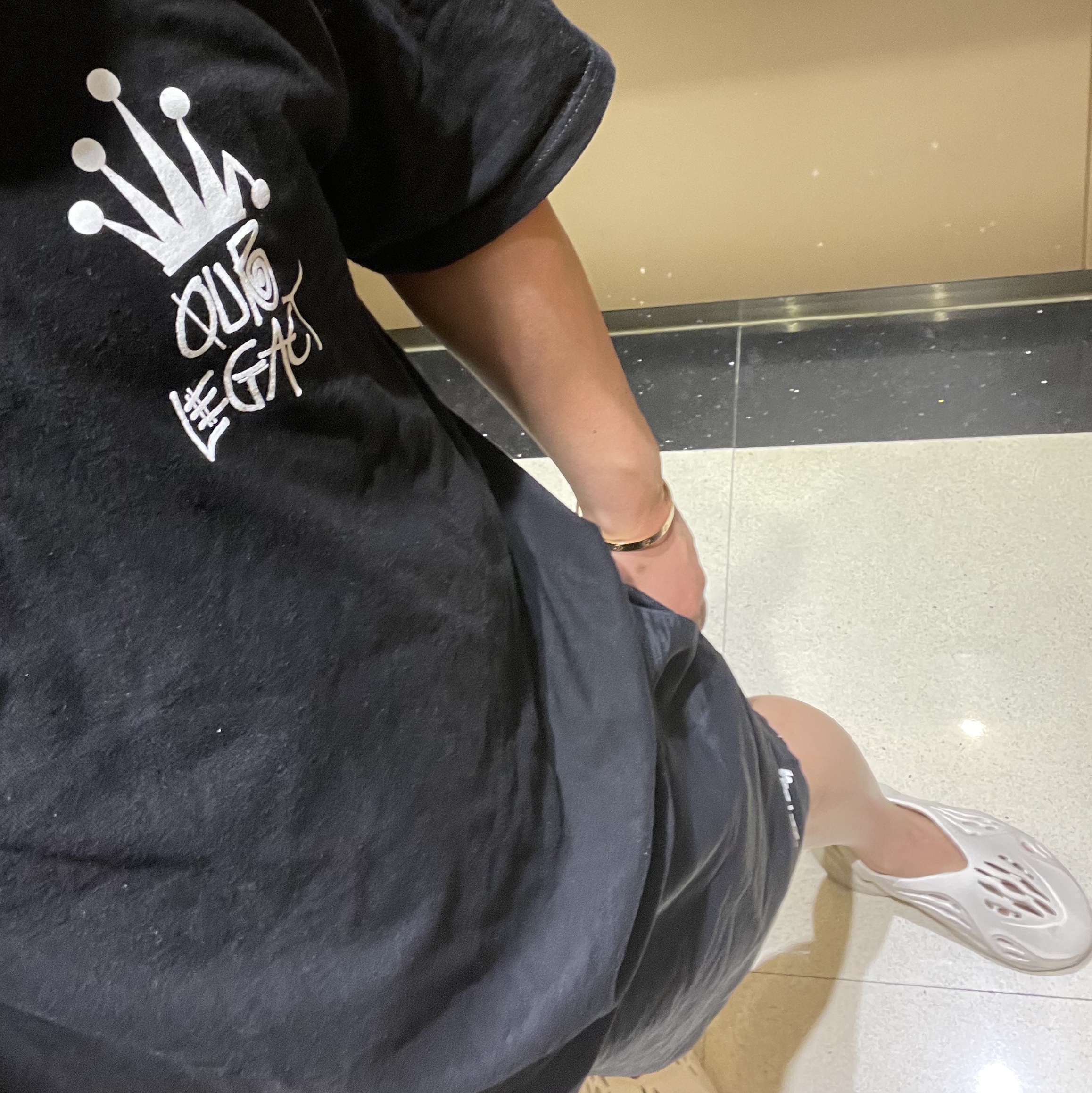 Stussy x Our Legacy Better Than Another T-Shirt Black, Stussy Big Stock Water Shorts Black 착용 스타일