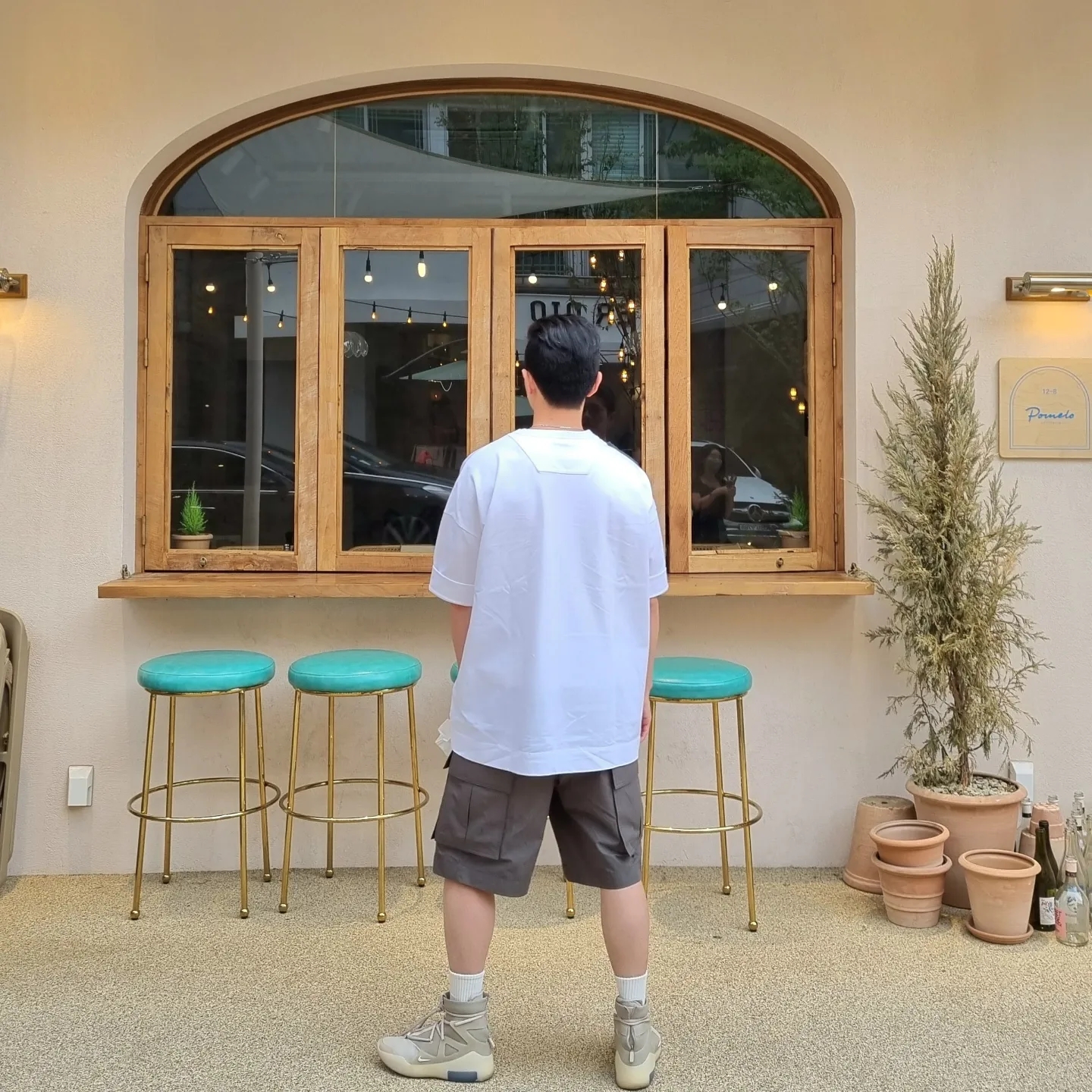 Nike x Fear of God Air Fear of God 1 Oatmeal 착용 스타일 - 2
