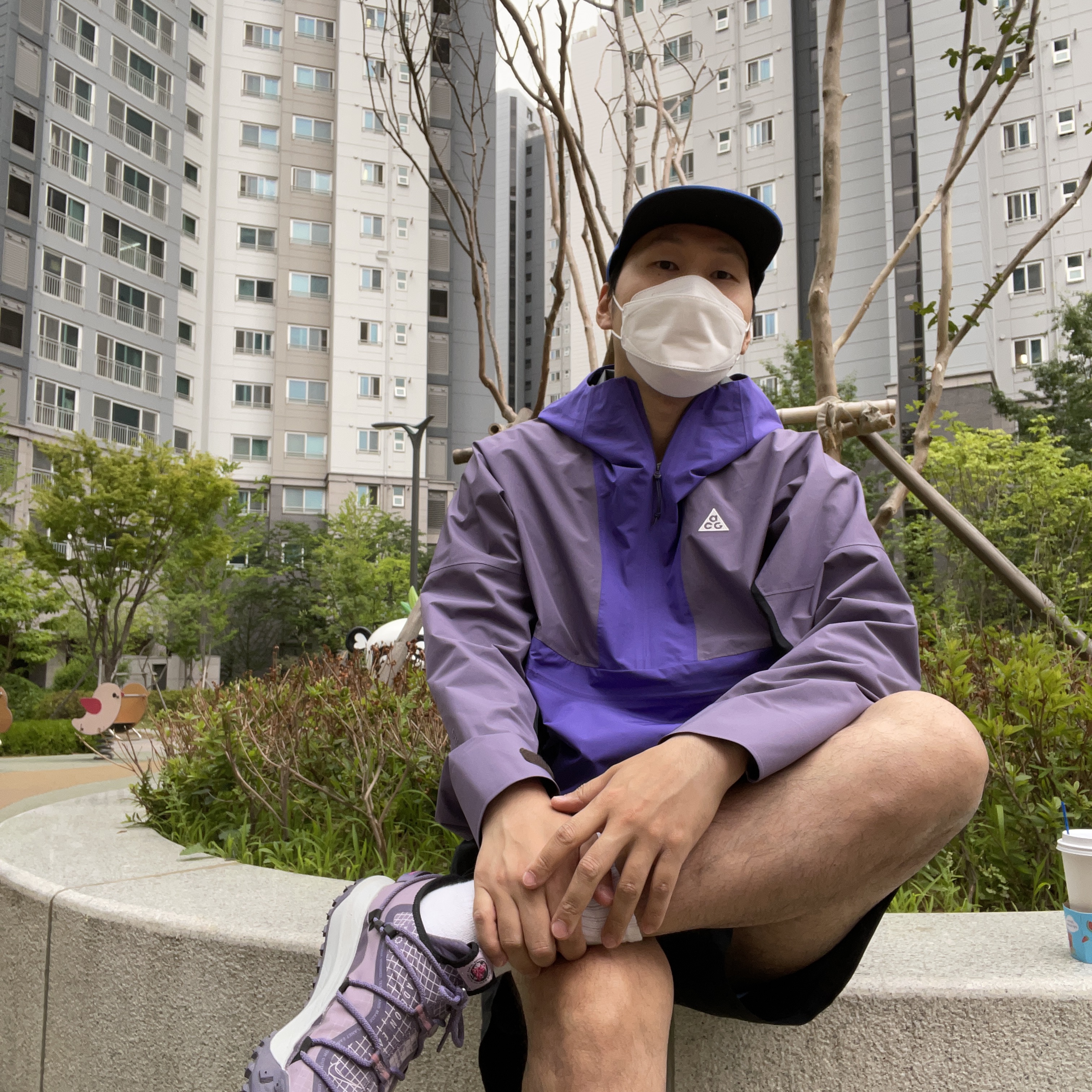 Nike NRG ACG Trail Shorts Black Dark Smoke Grey - Asia, Nike ACG Mountain Fly Low Canyon Purple 착용 스타일