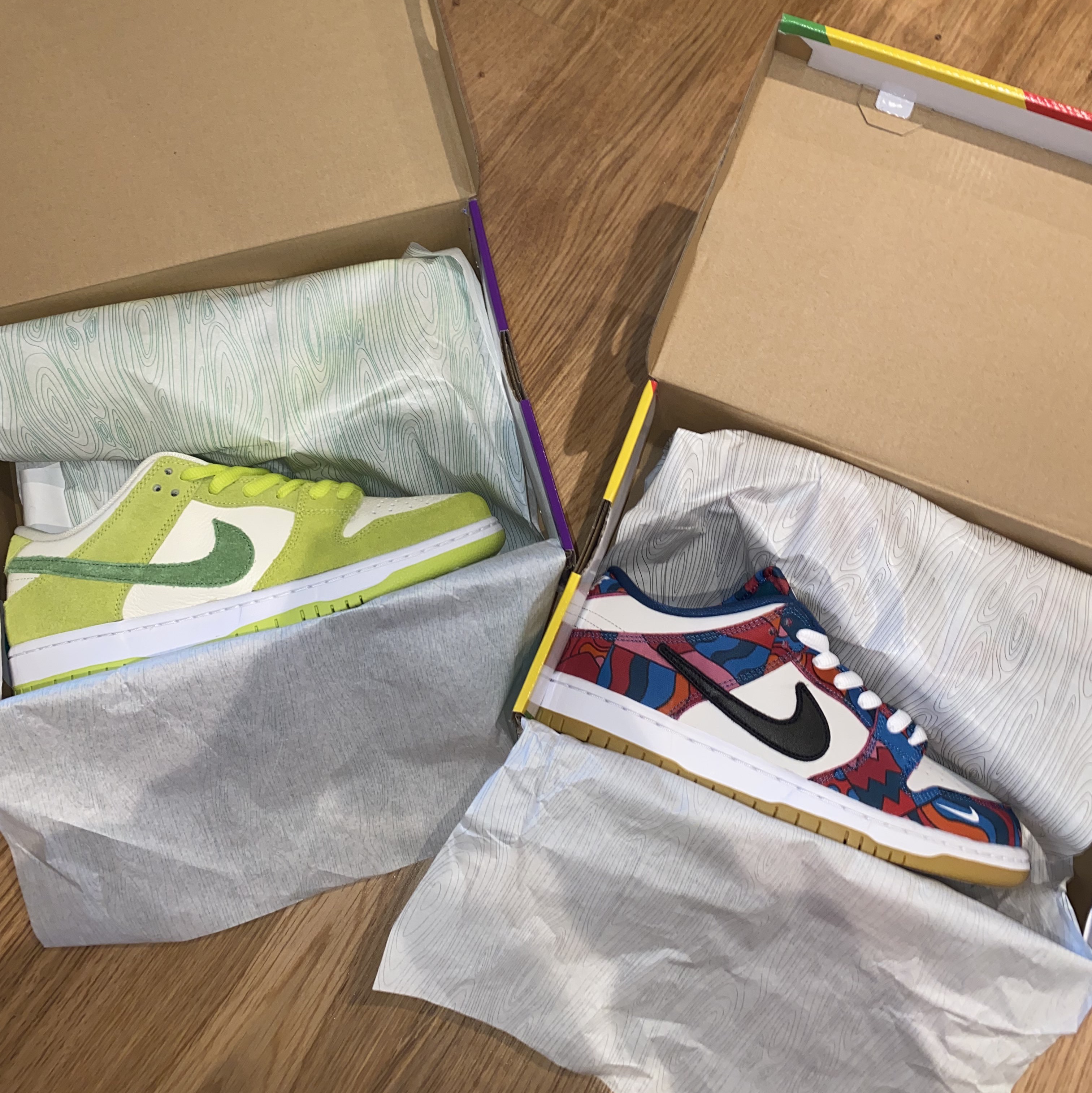 Nike x Parra SB Dunk Low Pro Abstract Art, Nike SB Dunk Low Pro Sour Apple 착용 스타일