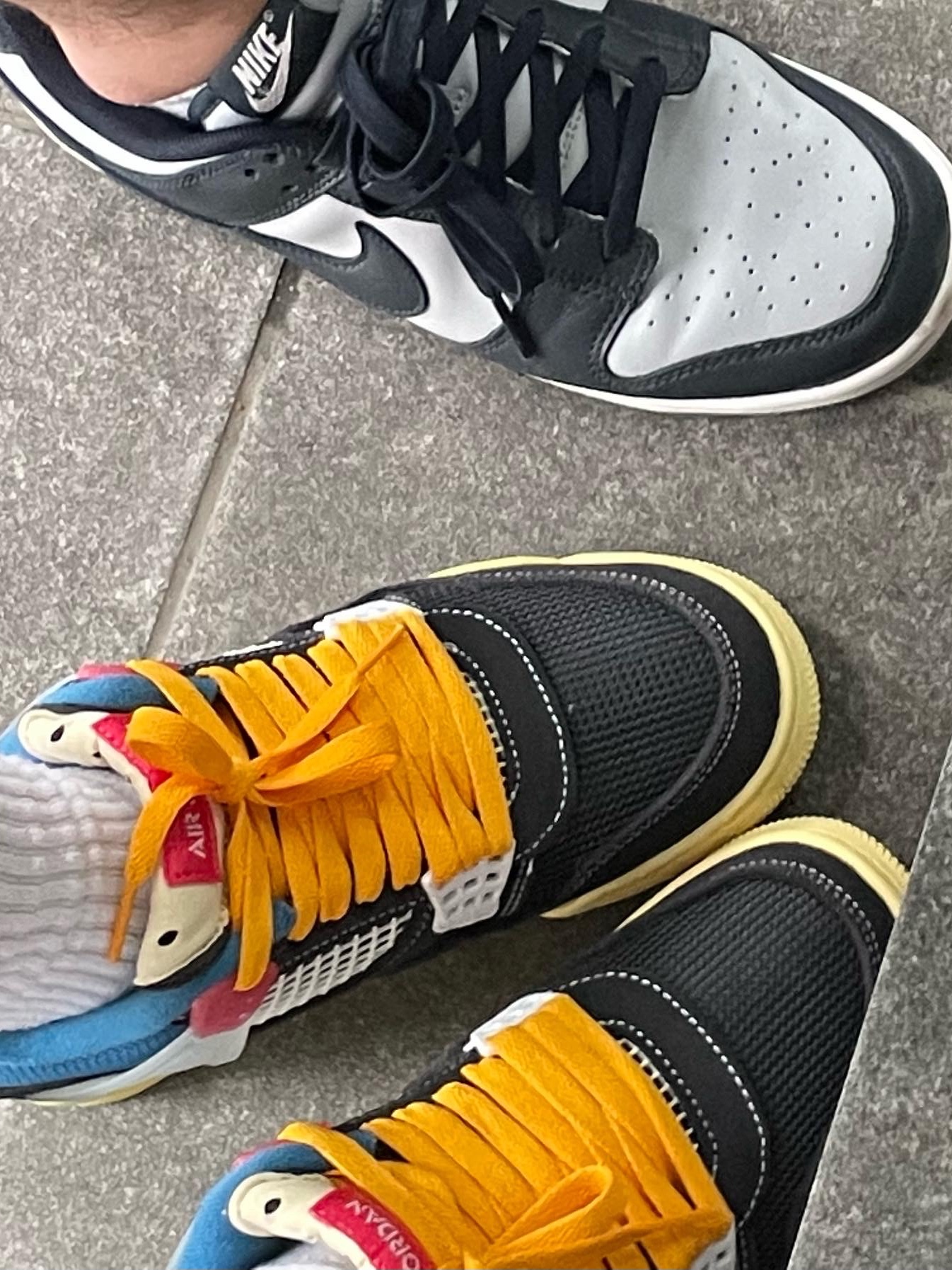 Jordan 4 x Union Retro Off Noir, Nike Dunk Low Retro Championship Grey 착용 스타일