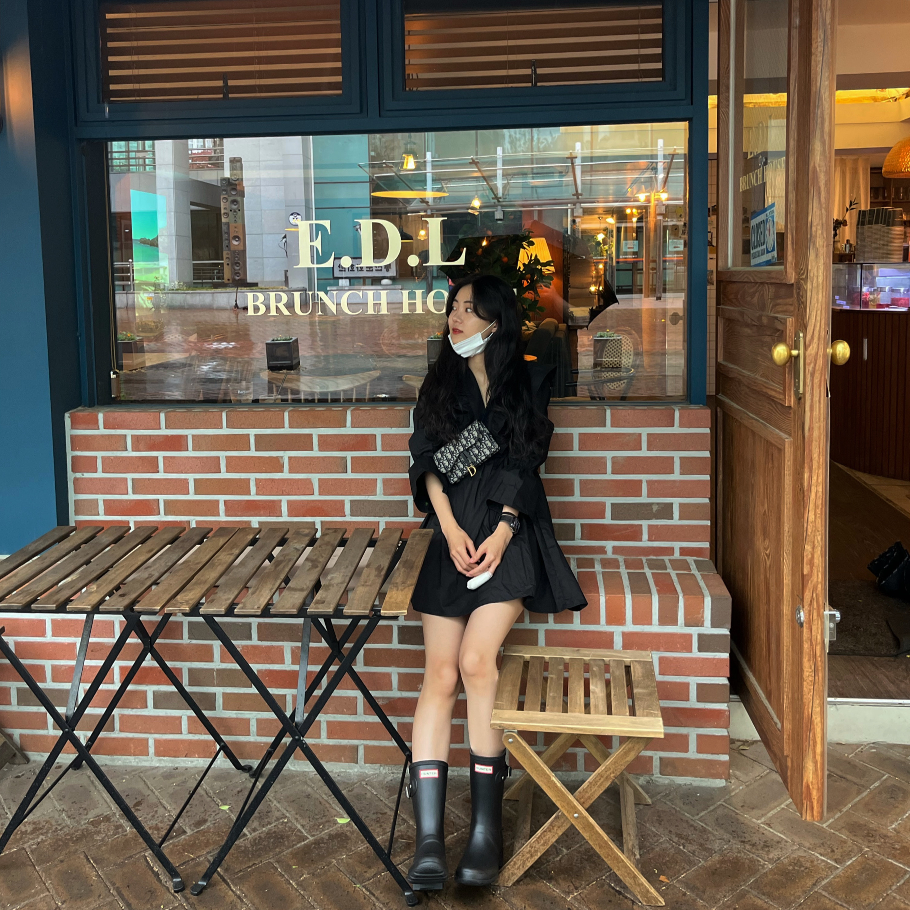(W) Hunter Original Short Rain Boots Black 착용 스타일