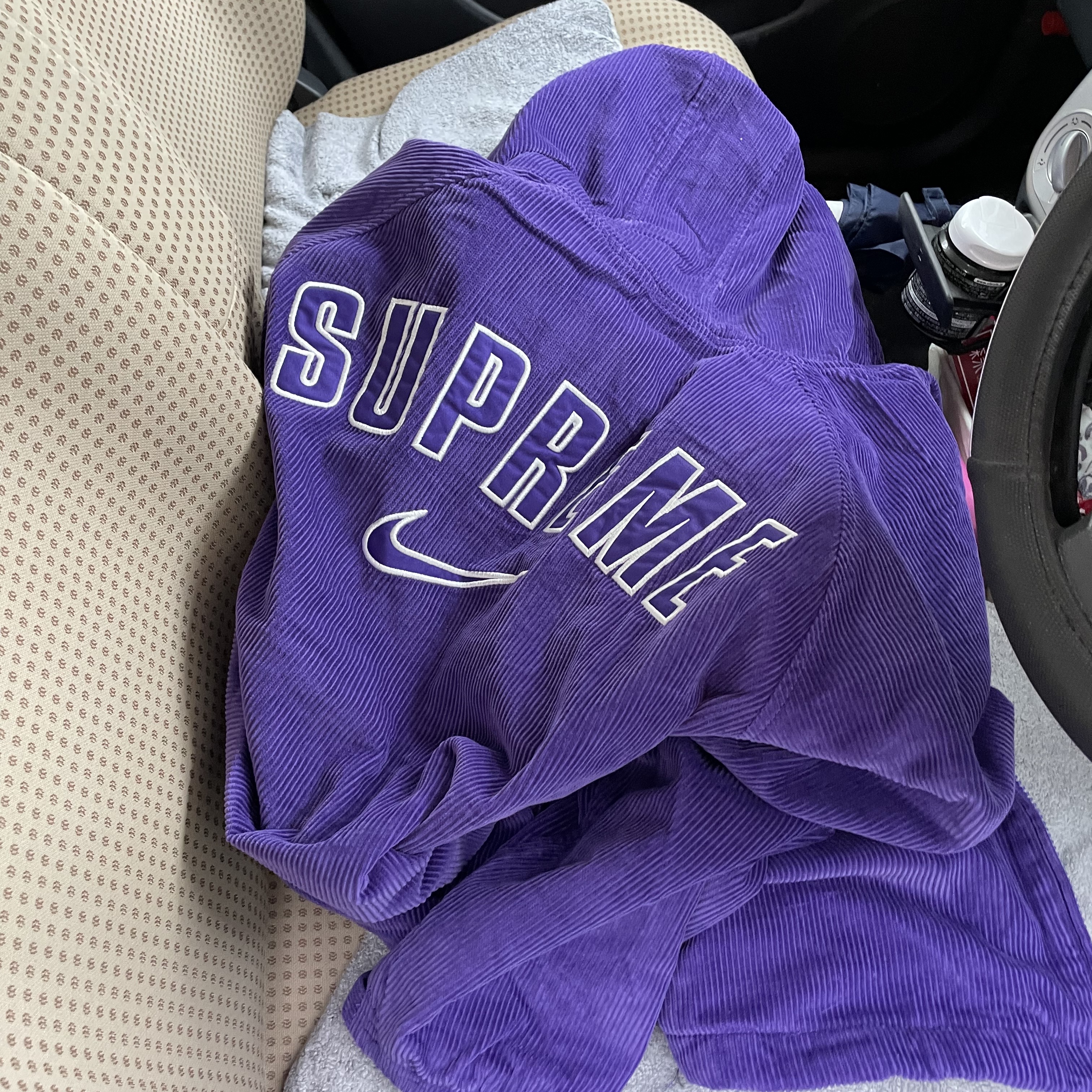 Supreme x Nike Arc Corduroy Hooded Jacket Purple - 22SS 착용 스타일