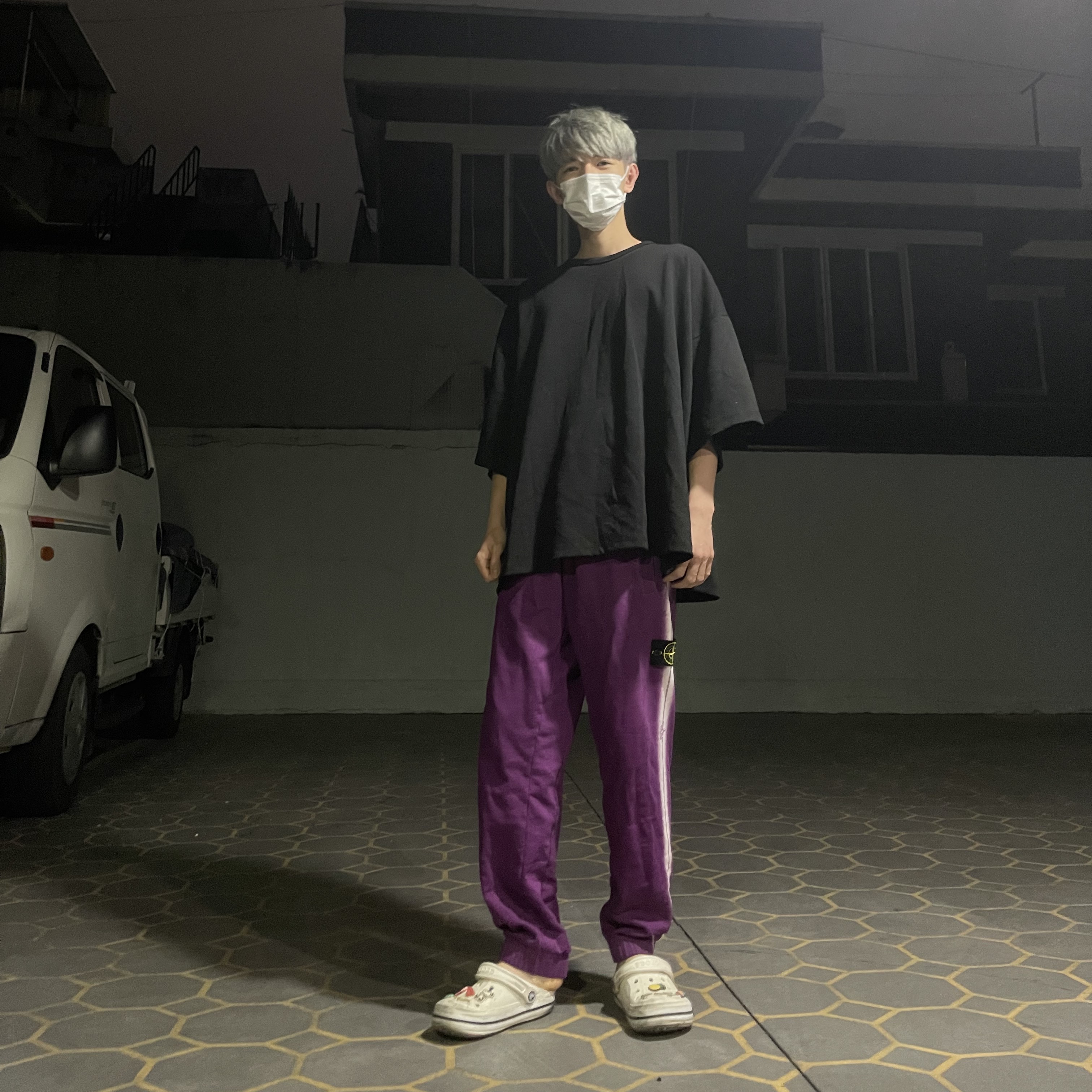 Supreme x Stone Island Stripe Sweatpants Purple - 22SS 착용 스타일