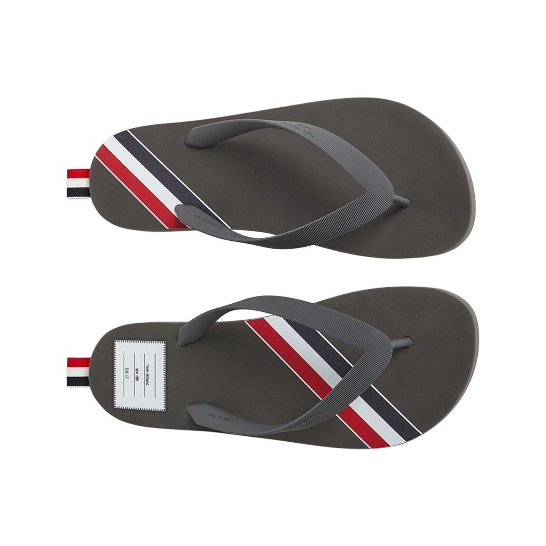 톰브라운 몰드 러버 스트라이프 플립 플랍 미디움 그레이(Thom Browne Molded Rubber Stripe Flip Flop Medium Grey) - 2