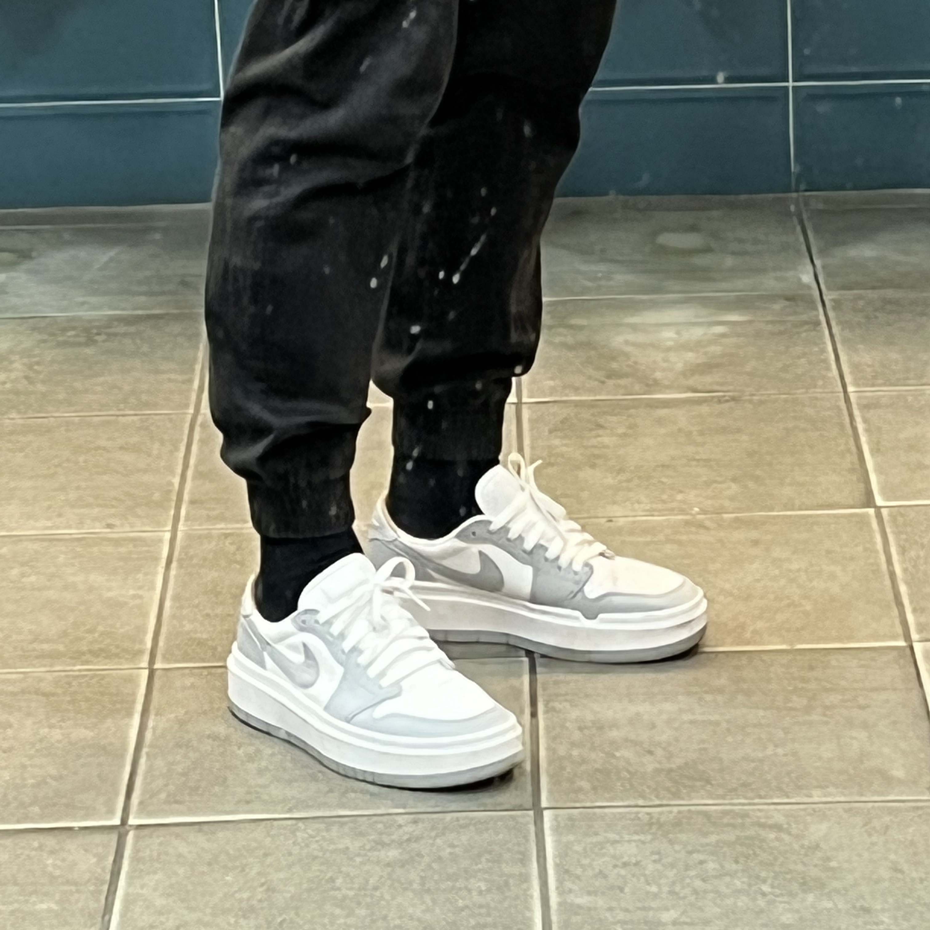 (W) Jordan 1 Elevate Low White and Wolf Grey 착용 스타일