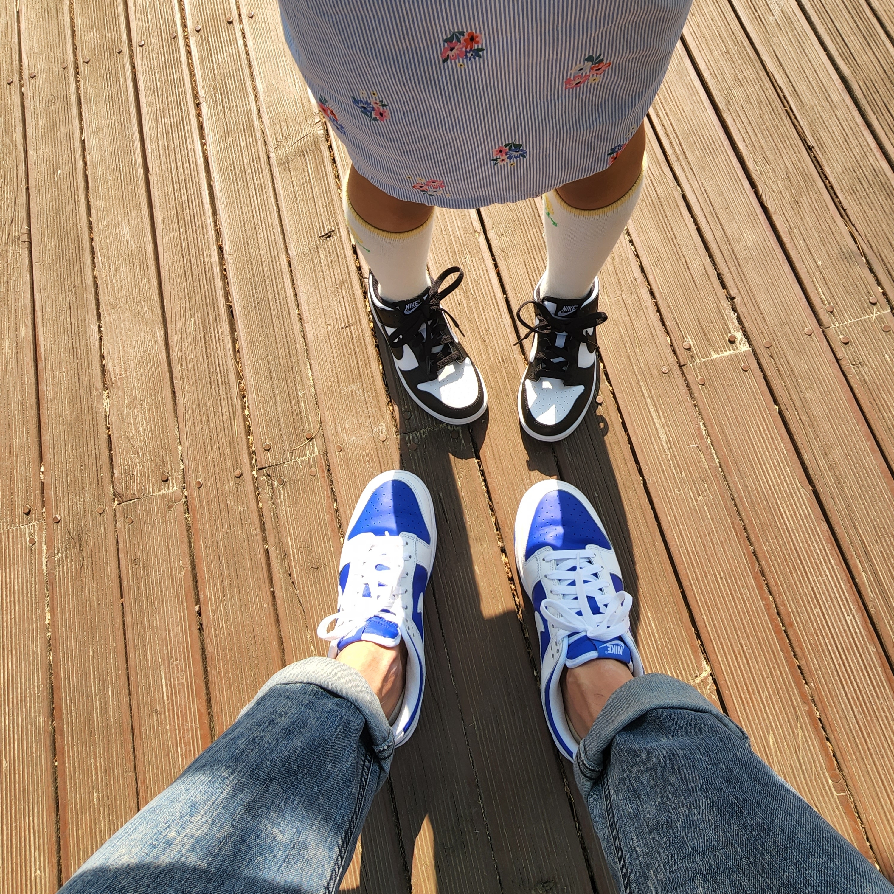 (PS) Nike Dunk Low Black, Nike Dunk Low Retro Racer Blue and White 착용 스타일