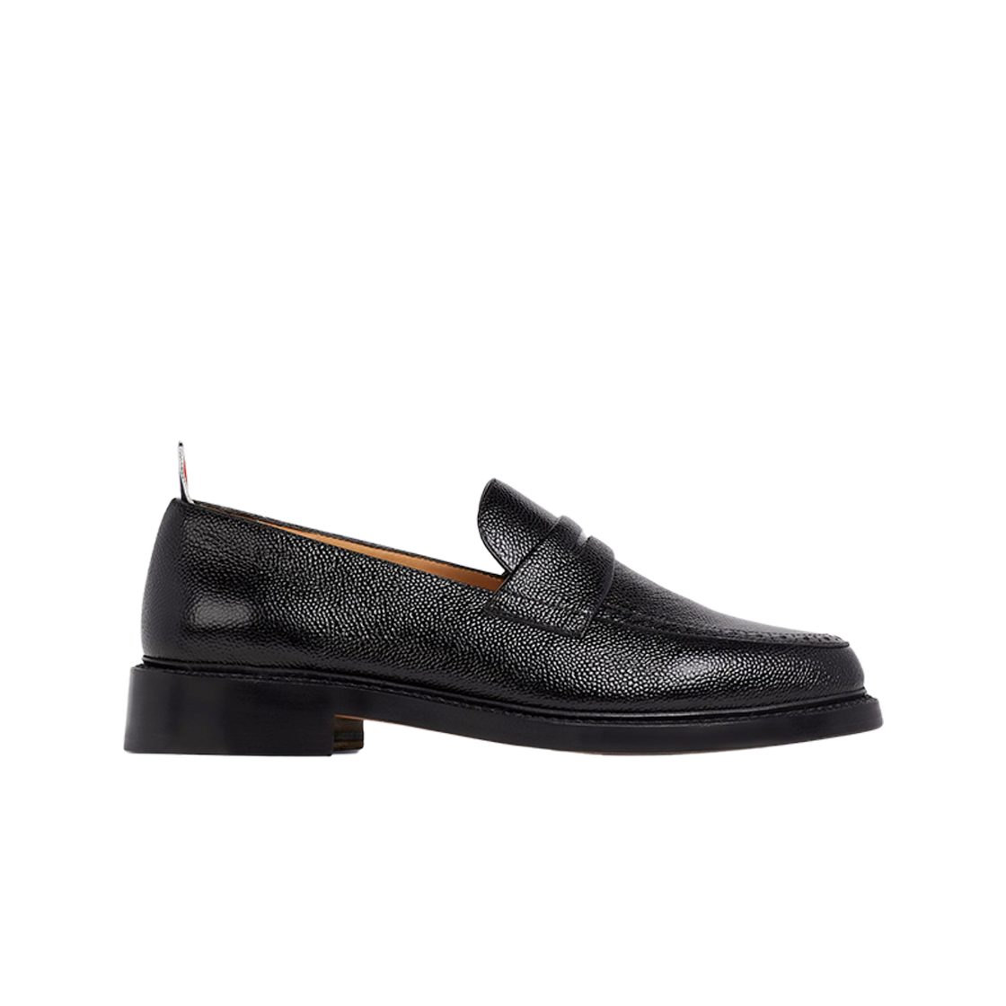 MFD054G-00198-001 Thom Browne Pebble Grain Rubber Sole Penny Loafer Black