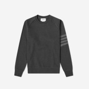 Thom Browne Compact Waffle 4-Bar Crewneck Sweatshirt Charcoal