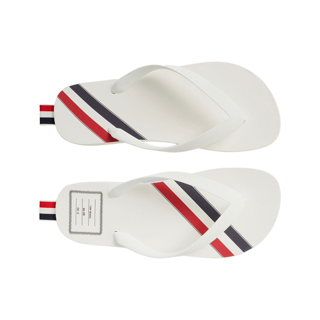(W) 톰브라운 몰드 러버 스트라이프 플립 플랍 화이트((W) Thom Browne Molded Rubber Stripe Filp Flop White) - 2