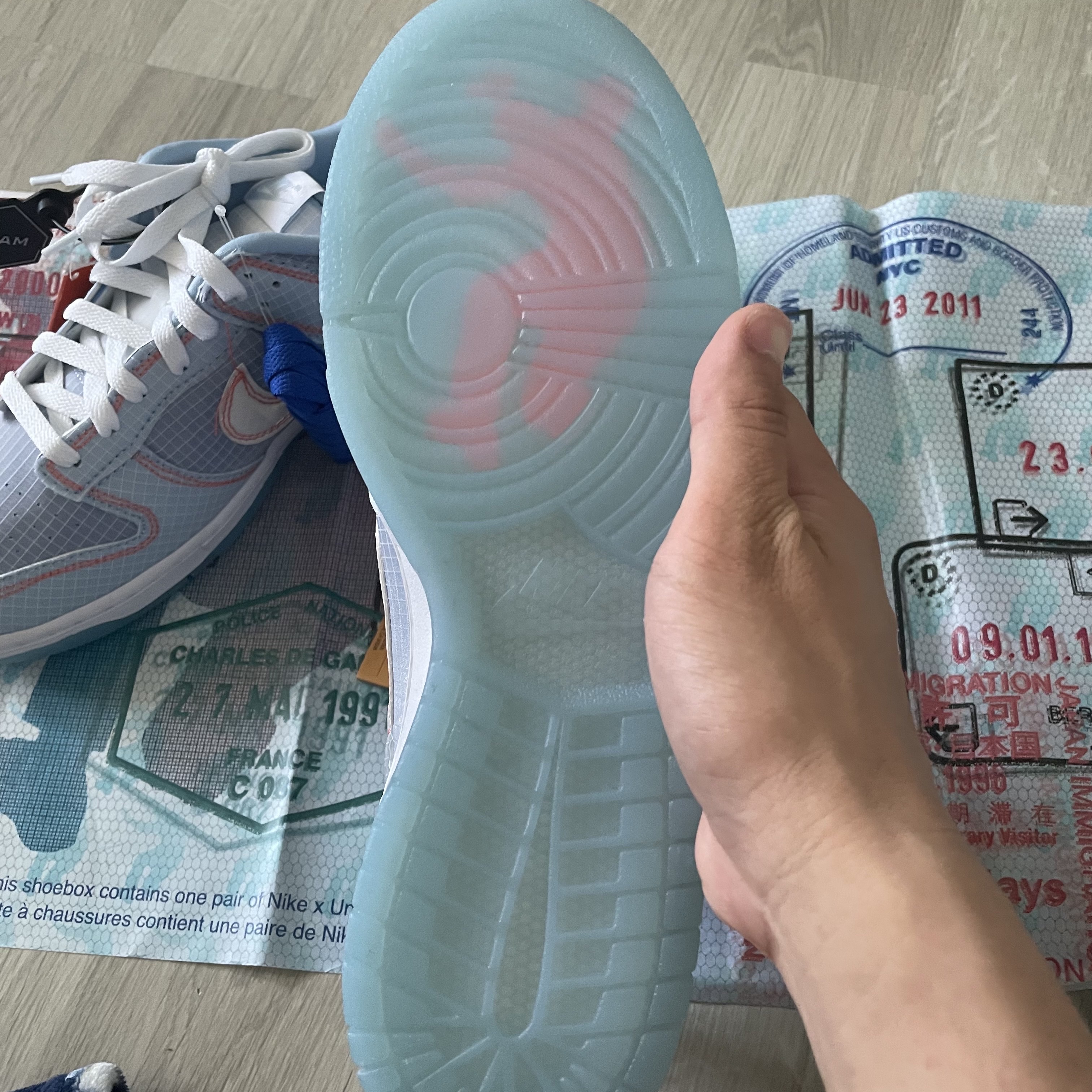 Nike x Union Dunk Low Passport Pack Argon 착용 스타일 - 3