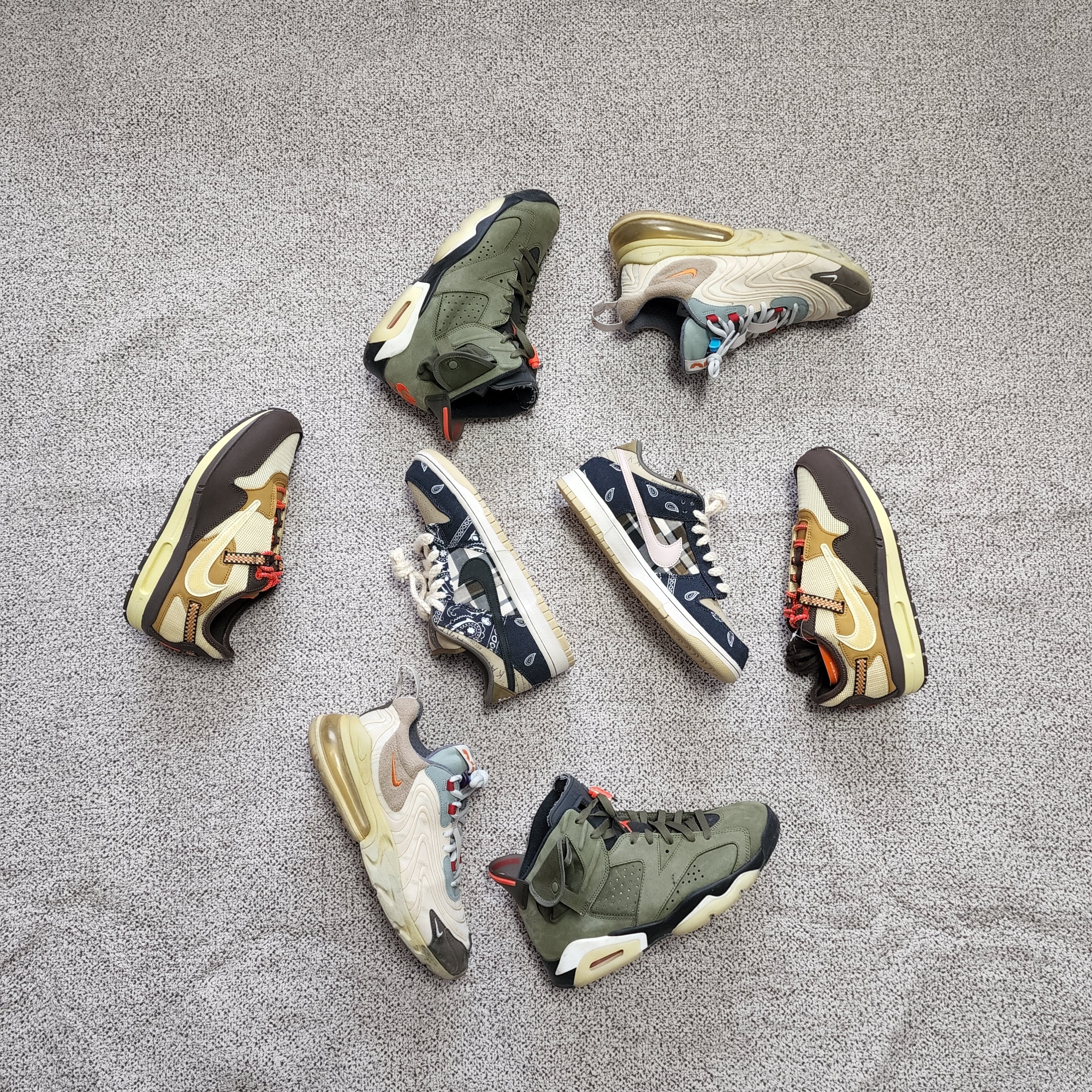 Nike x Travis Scott Air Max 1 Cact.us Brown, Nike x Travis Scott SB Dunk Low 착용 스타일