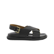 (W) Marni Leather Fussbett Sandal Black