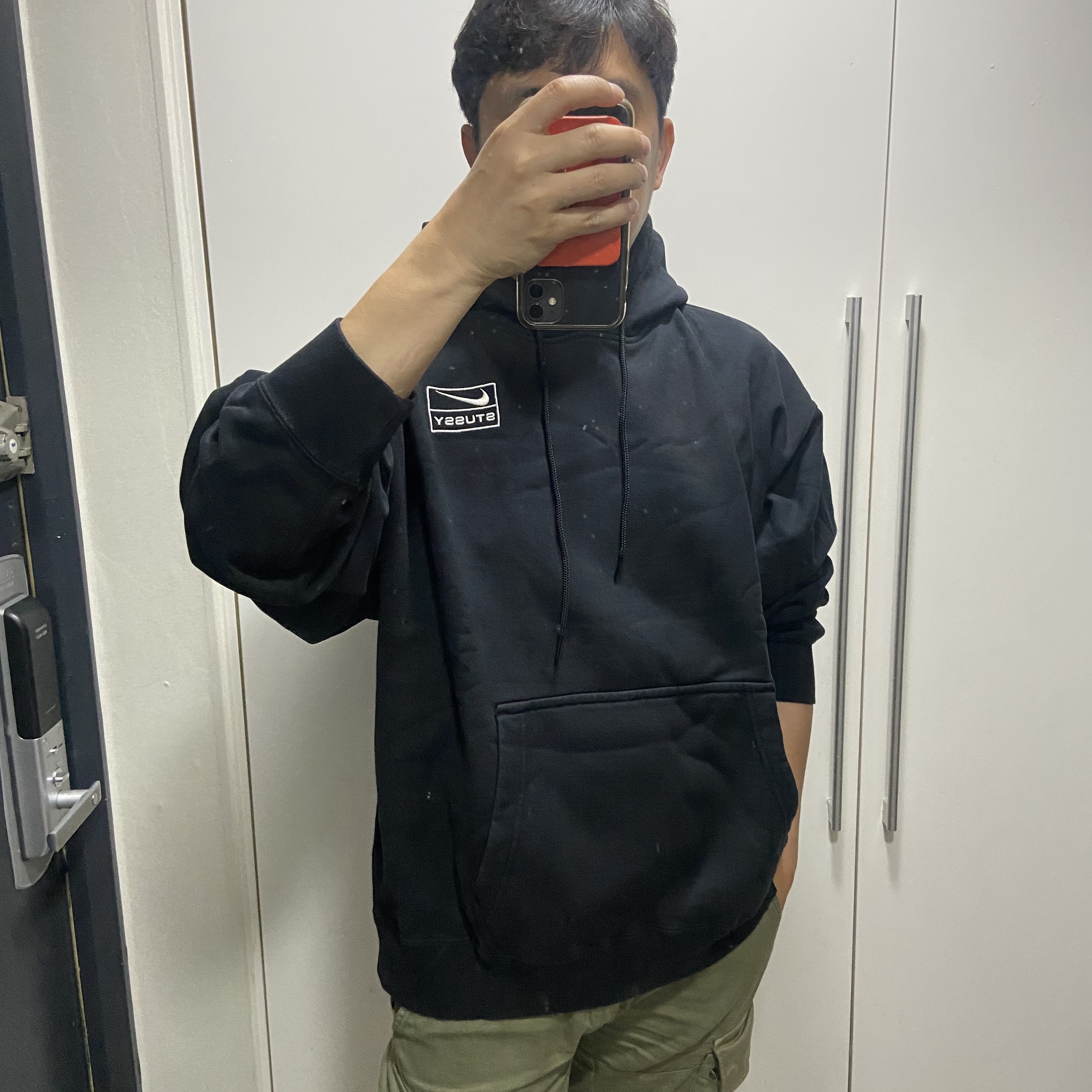 Nike x Stussy NRG RA Washed Pullover Hoodie Black (DN4028-010) 착용 스타일 - 1