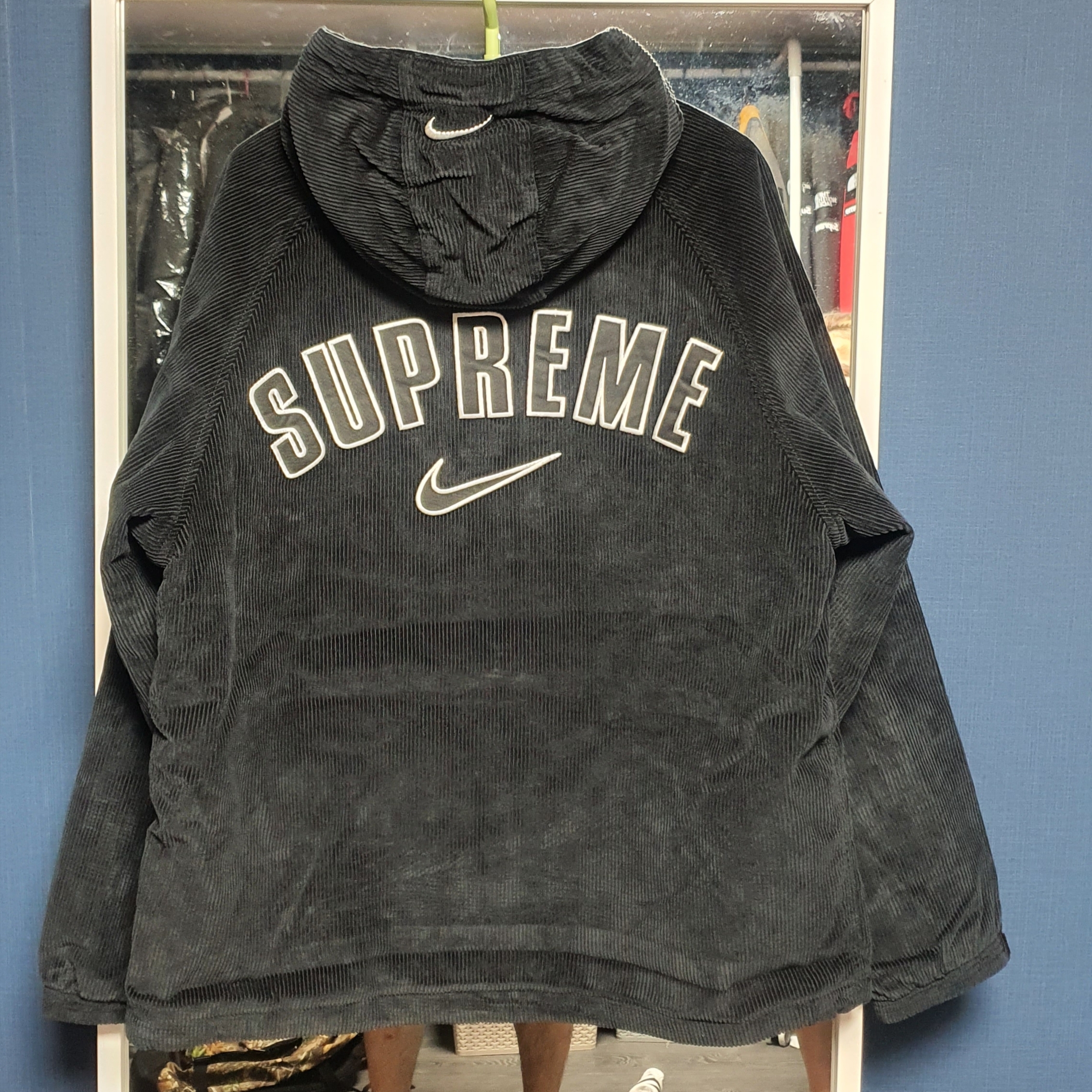 Supreme x Nike Arc Corduroy Hooded Jacket Black - 22SS 착용 스타일