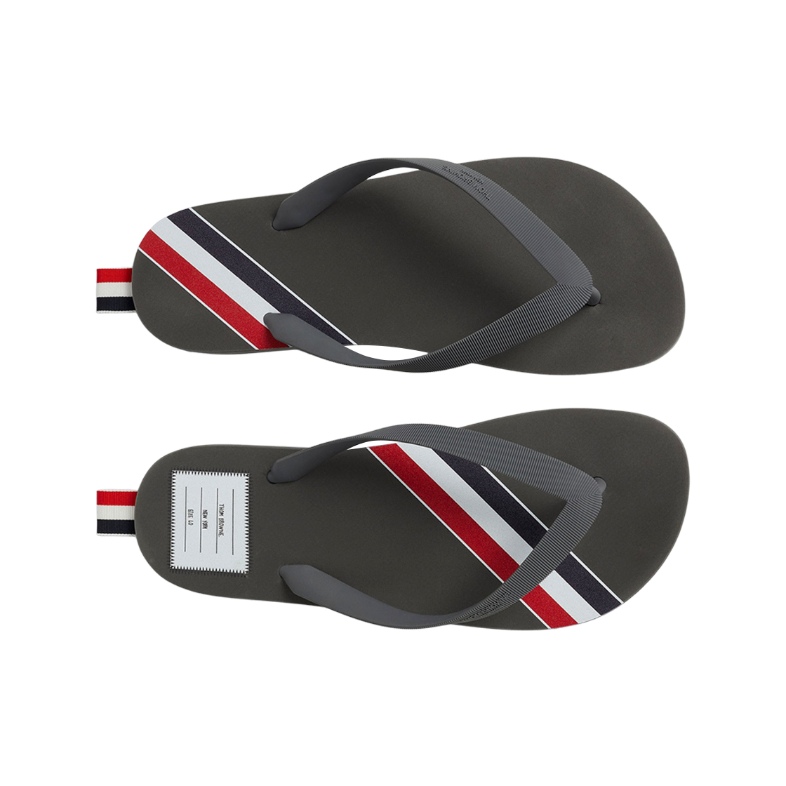 (W) 톰브라운 몰드 러버 스트라이프 플립 플랍 미디움 그레이((W) Thom Browne Molded Rubber Stripe Filp Flop Midium Grey) - 2