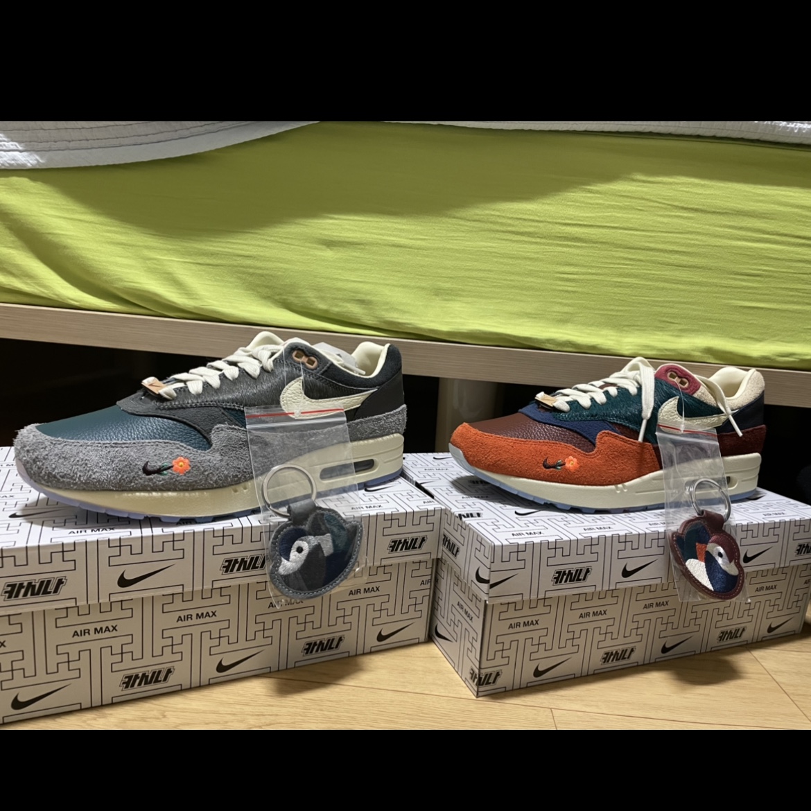 Nike x Kasina Air Max 1 SP Won-Ang Particle Grey, Nike x Kasina Air Max 1 SP Won-Ang Orange 착용 스타일