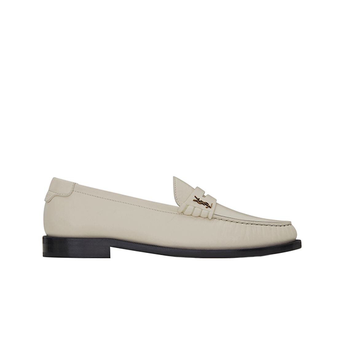 (W) 생로랑 스무스 레더 모노그램 페니 로퍼 펄((W) Saint Laurent Smooth Leather Monogram Penny Slippers Pearl)