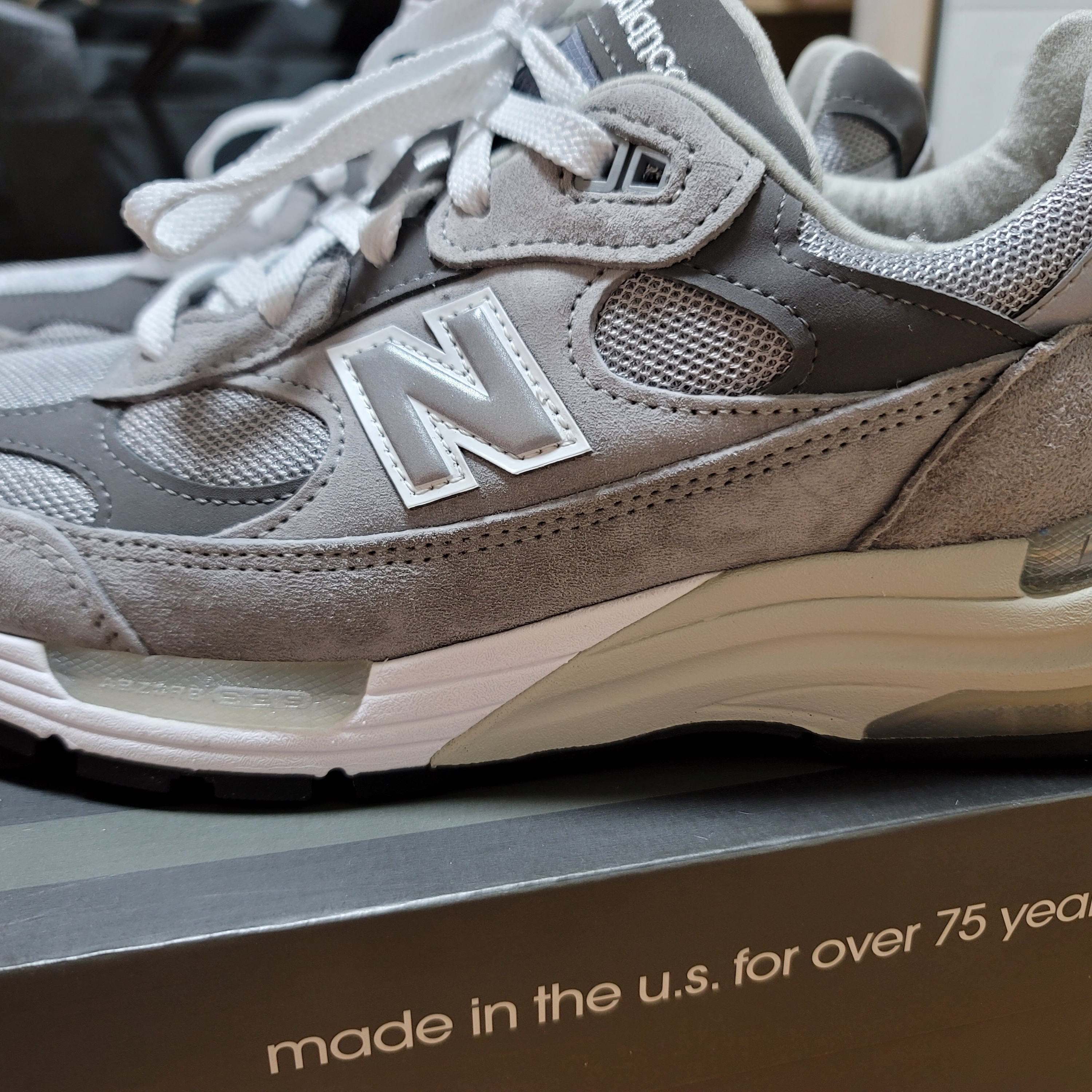 New Balance 992 Made in USA Grey - D Standard 착용 스타일 - 1