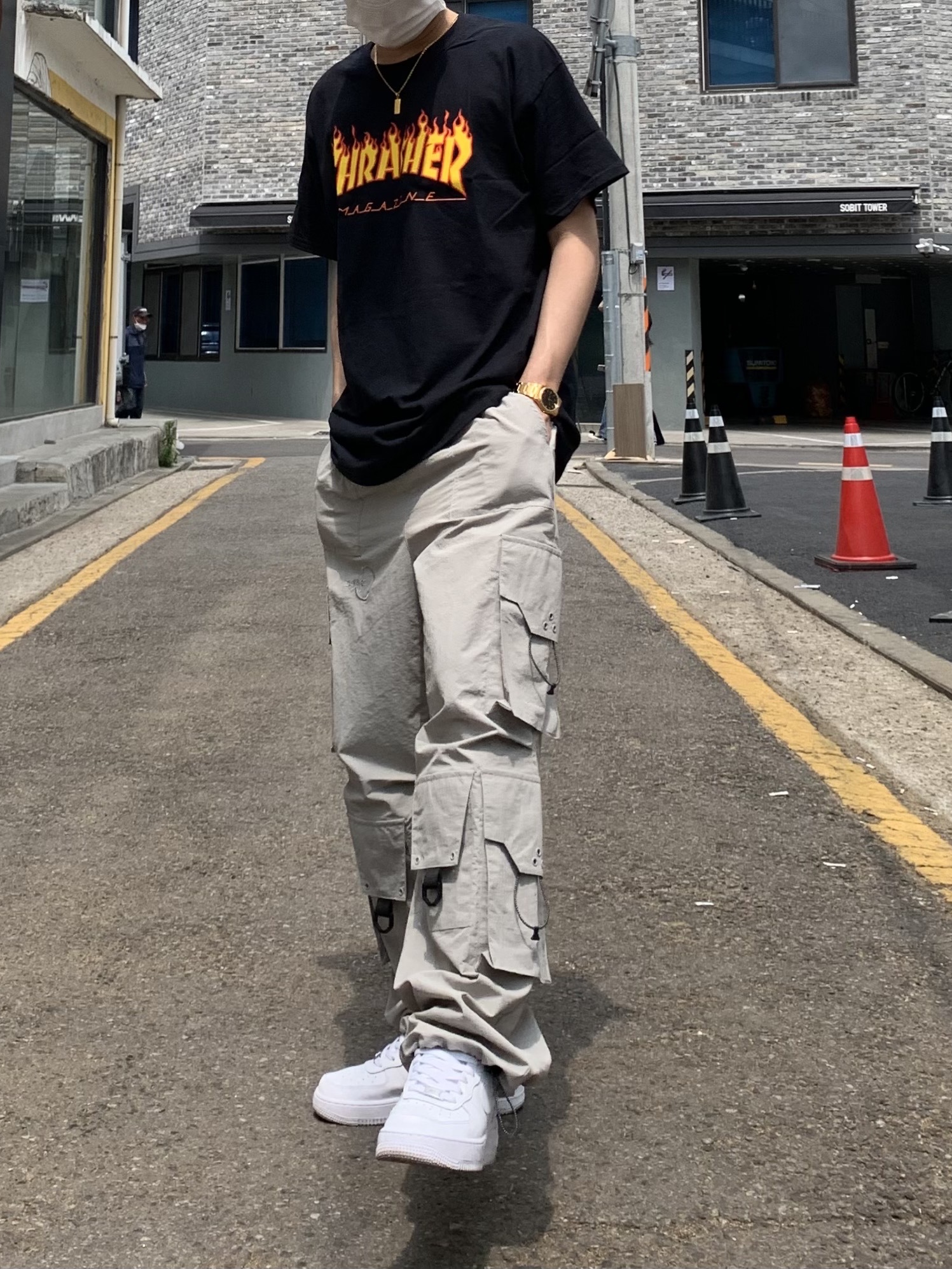 Nike Air Force 1 '07 Low White, (W) Nike Air Force 1 '07 Low White 착용 스타일 - 2