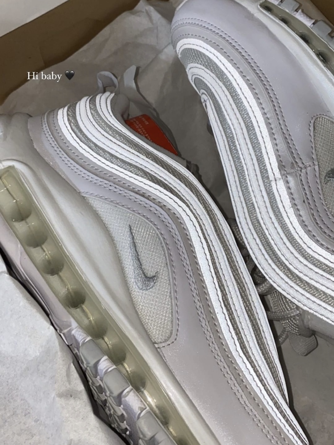 (W) Nike Air Max 97 White Pure Platinum 착용 스타일 - 2