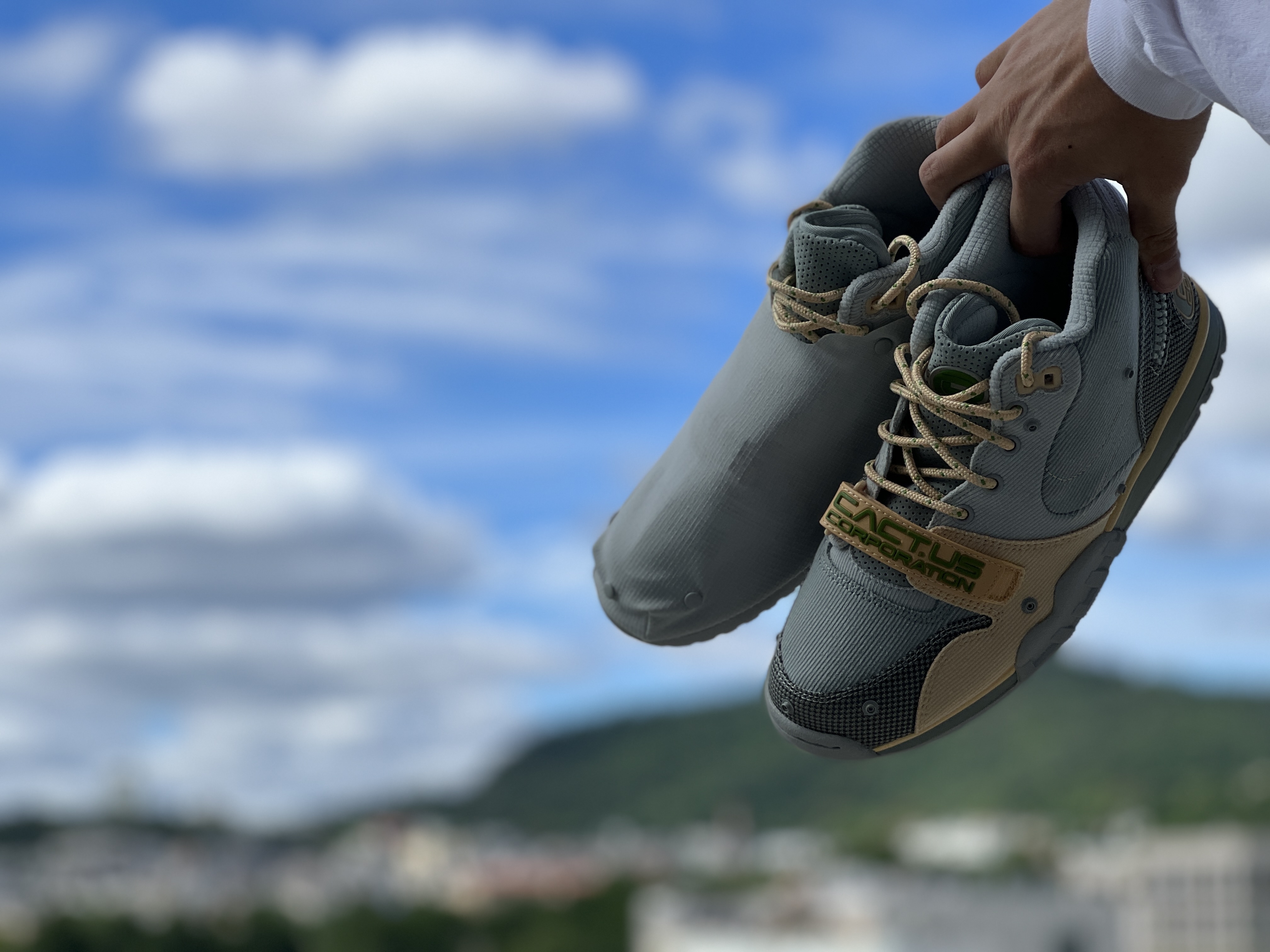 Nike x Travis Scott Nike Air Trainer 1 Grey Haze and Dusty Sage 착용 스타일 - 1