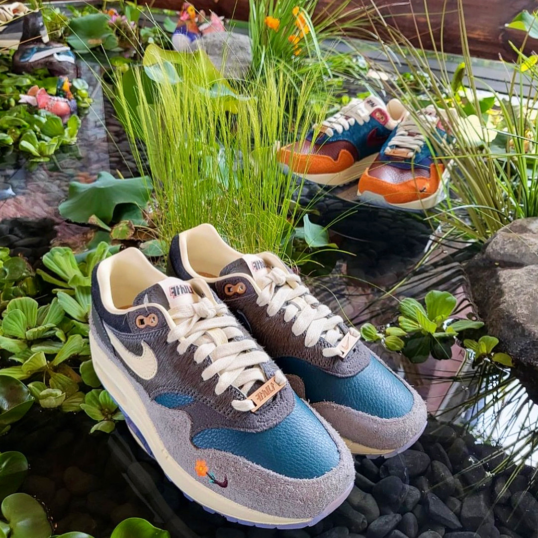 Nike x Kasina Air Max 1 SP Won-Ang Particle Grey, Nike x Kasina Air Max 1 SP Won-Ang Orange 착용 스타일