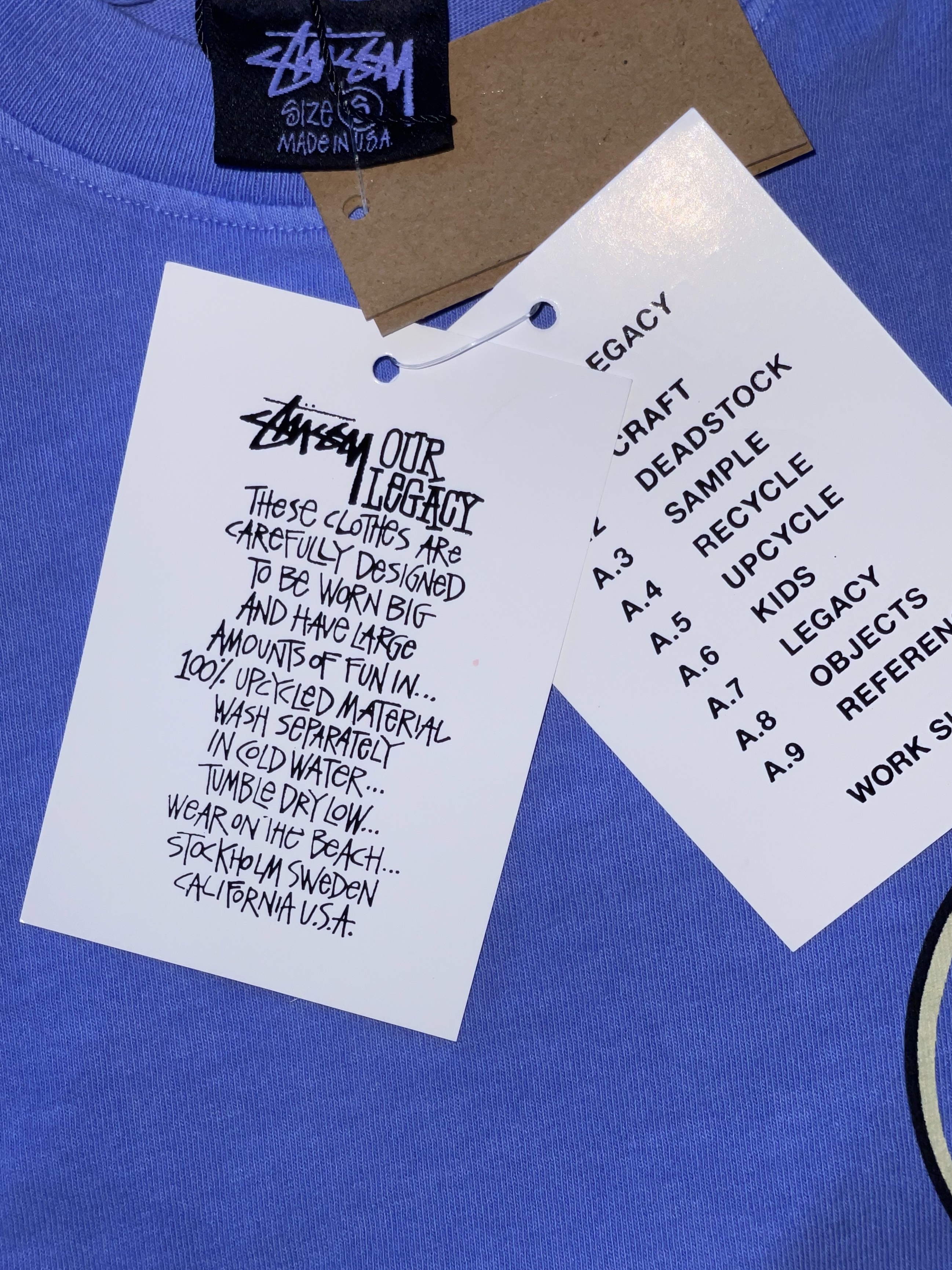 Stussy x Our Legacy Drop Shadow T-Shirt Blue 착용 스타일 - 2