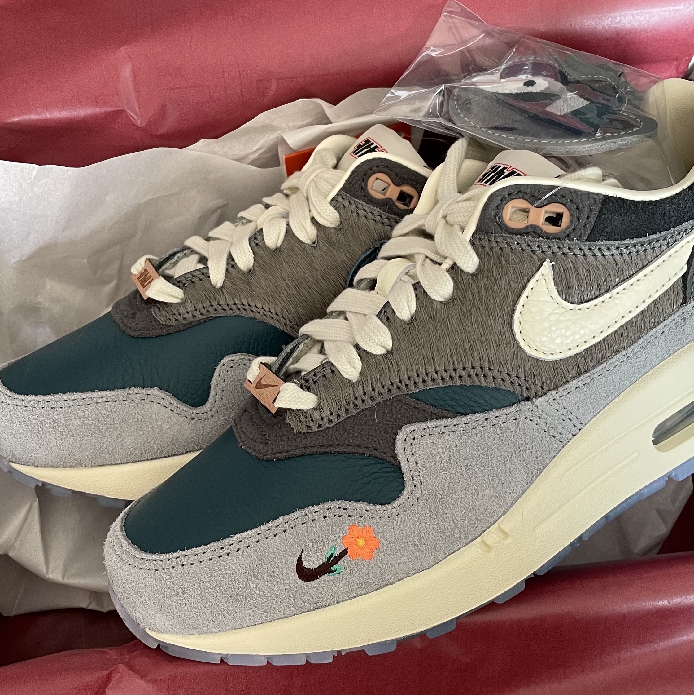 Nike x Kasina Air Max 1 SP Won-Ang Particle Grey, Nike x Kasina Air Max 1 SP Won-Ang Orange 착용 스타일 - 4