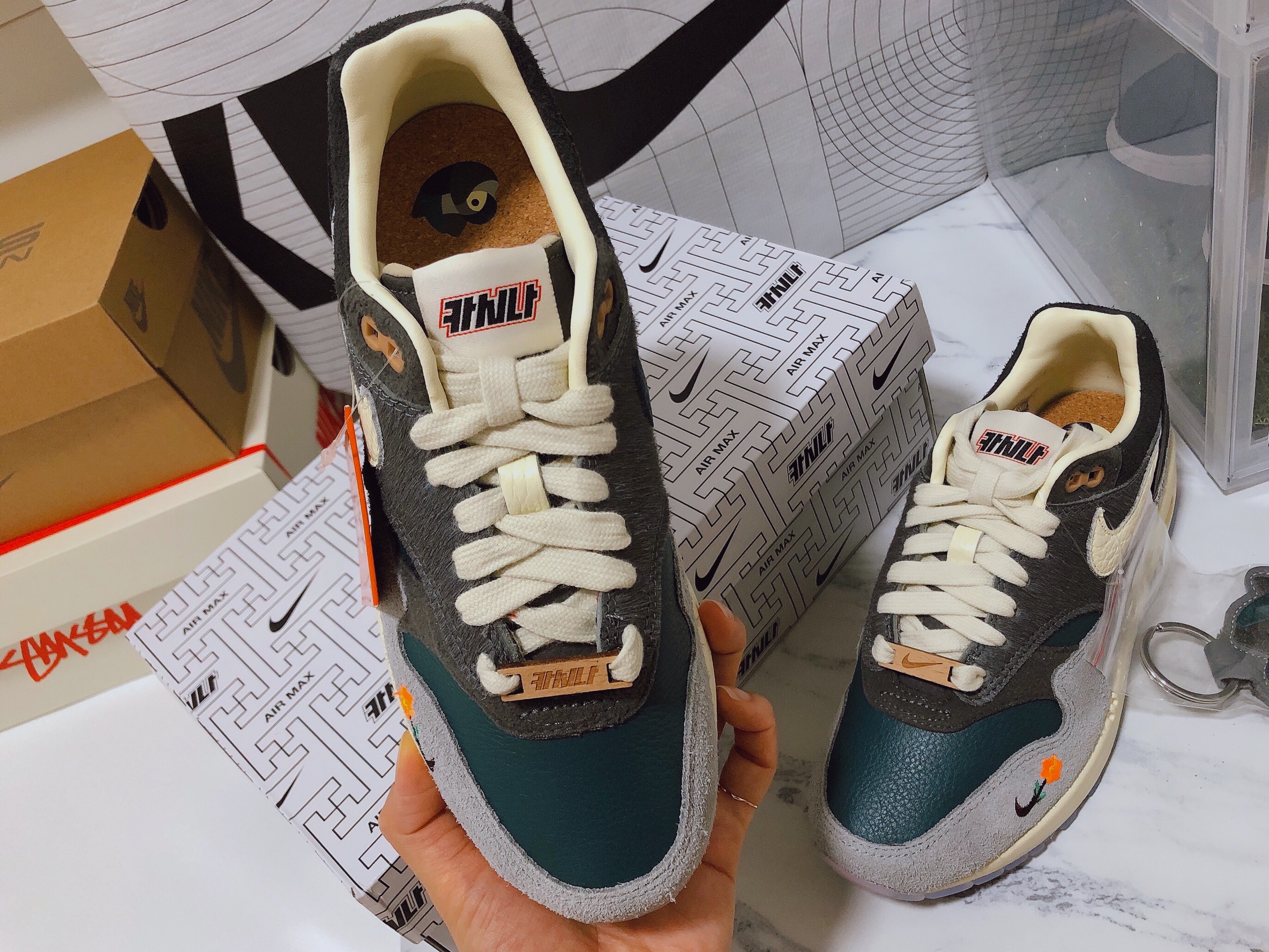 Nike x Kasina Air Max 1 SP Won-Ang Particle Grey 착용 스타일 - 3