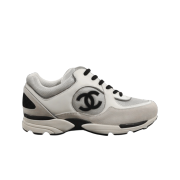 Chanel Sneakers Mesh Suede Calfskin & White Silver Light Grey