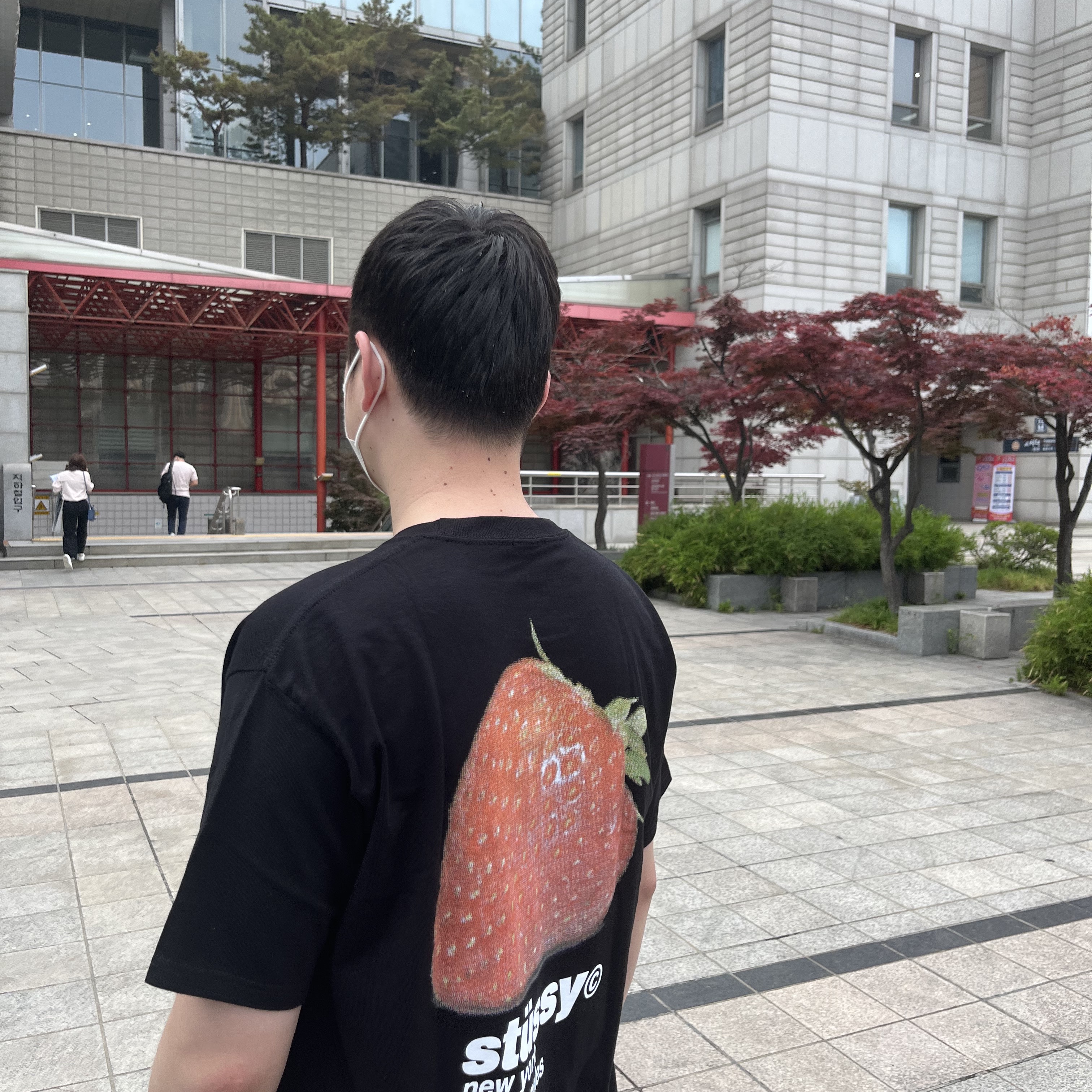 Stussy Strawberry T-Shirt Black 착용 스타일