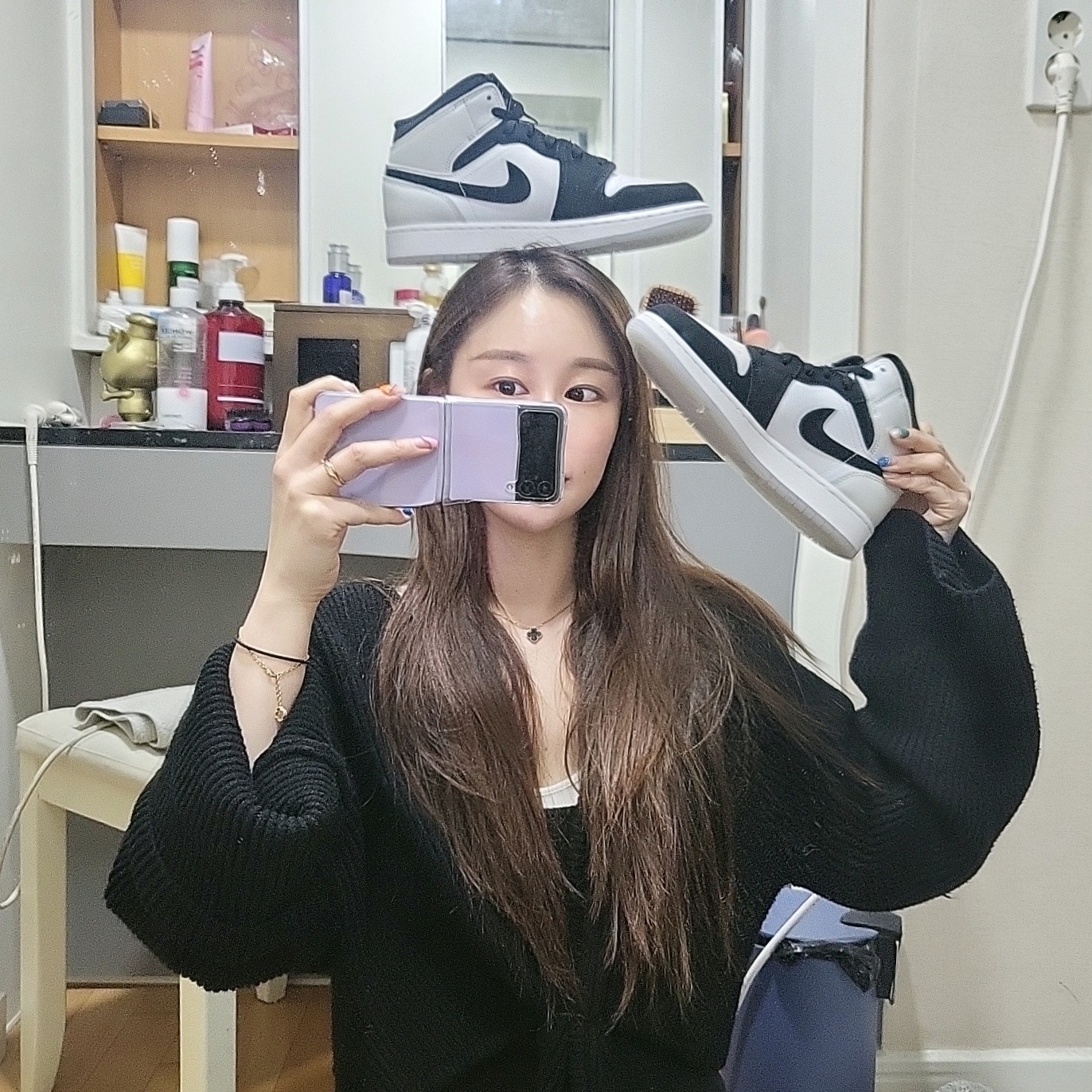 (GS) Jordan 1 Mid SE Diamond 착용 스타일 - 2