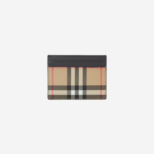 Burberry Vintage Check Leather Card Case Black