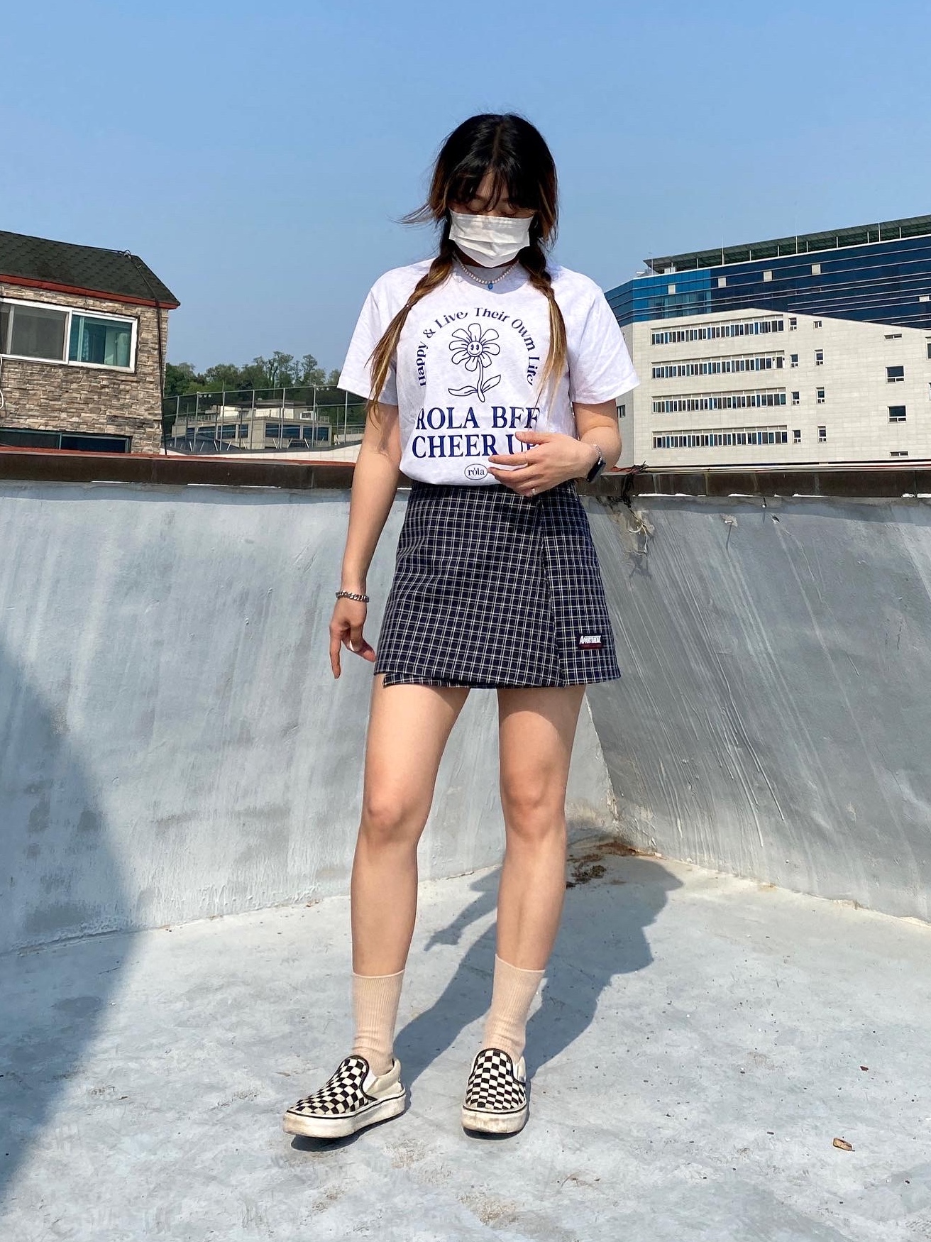 Vans Slip-On Checkerboard, Apple Watch Series 7 41mm GPS Midnight Aluminum Case with Sport Band Midnight (Korean Ver.) 착용 스타일 - 3