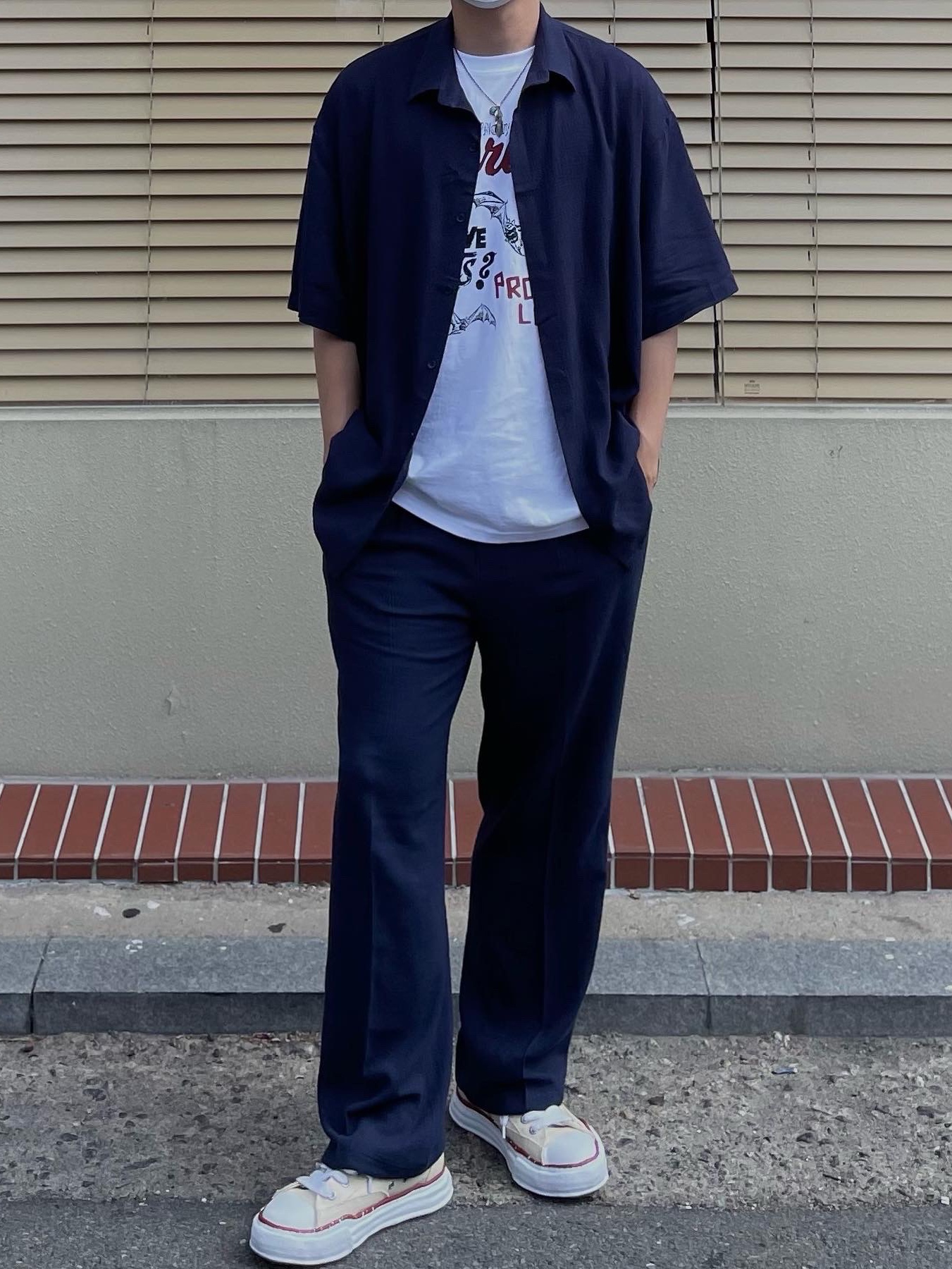 Maison Mihara Yasuhiro Peterson OG Sole Canvas Low-top Sneakers Natural 착용 스타일 - 3